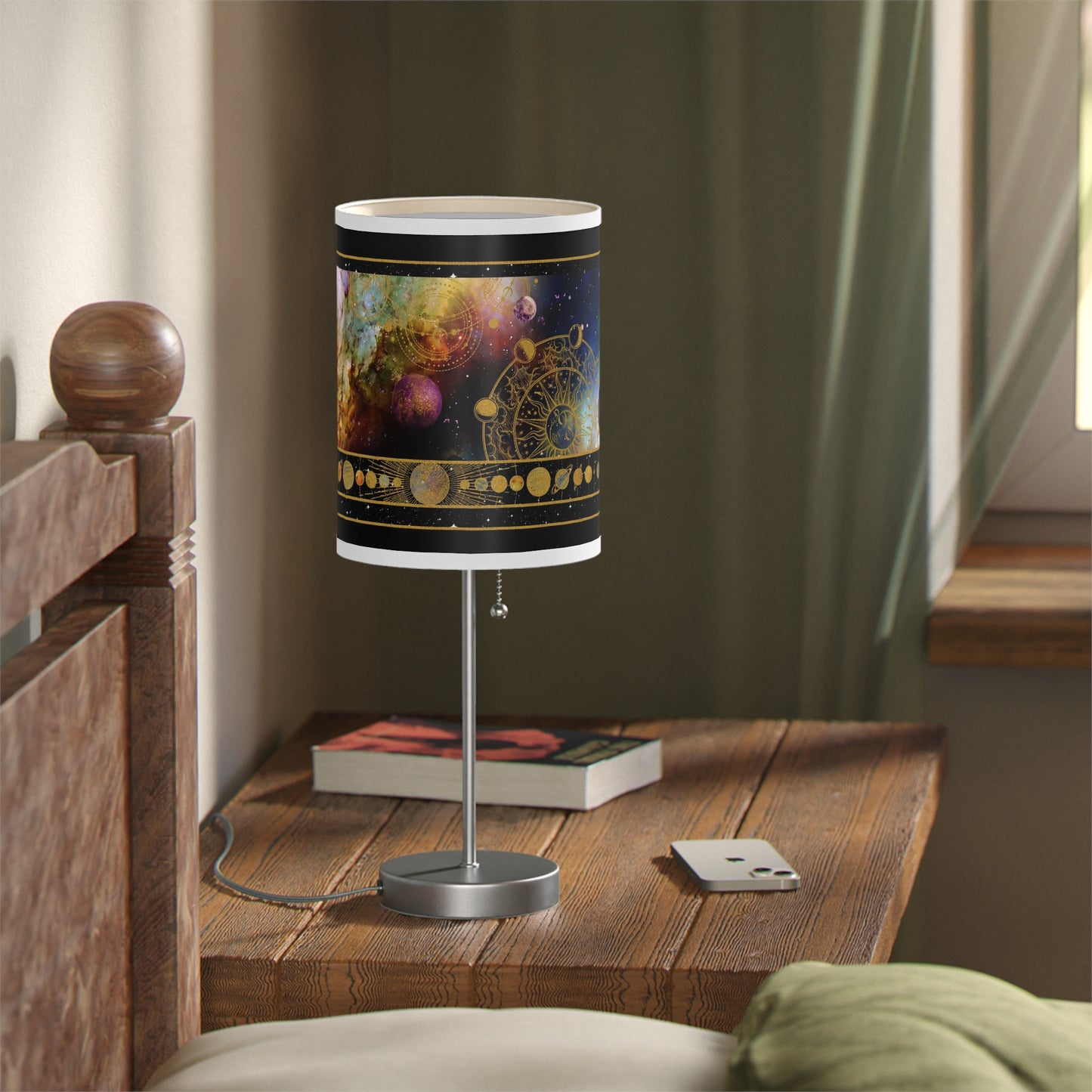 Table Lamp: Silver Base; "Cosmos"