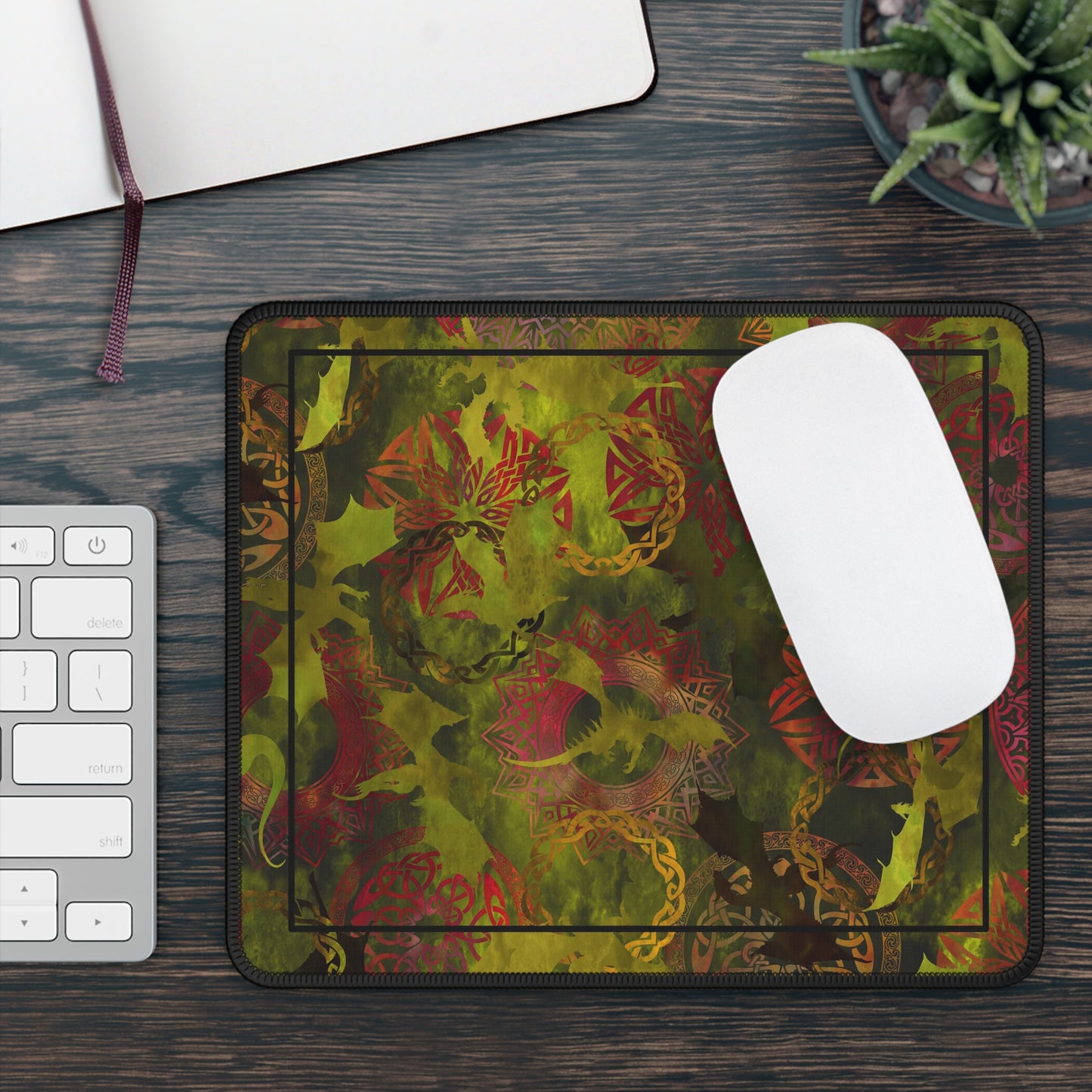 Mouse Pad-Gaming;  9x7 - "Dragons" [Green Panel]