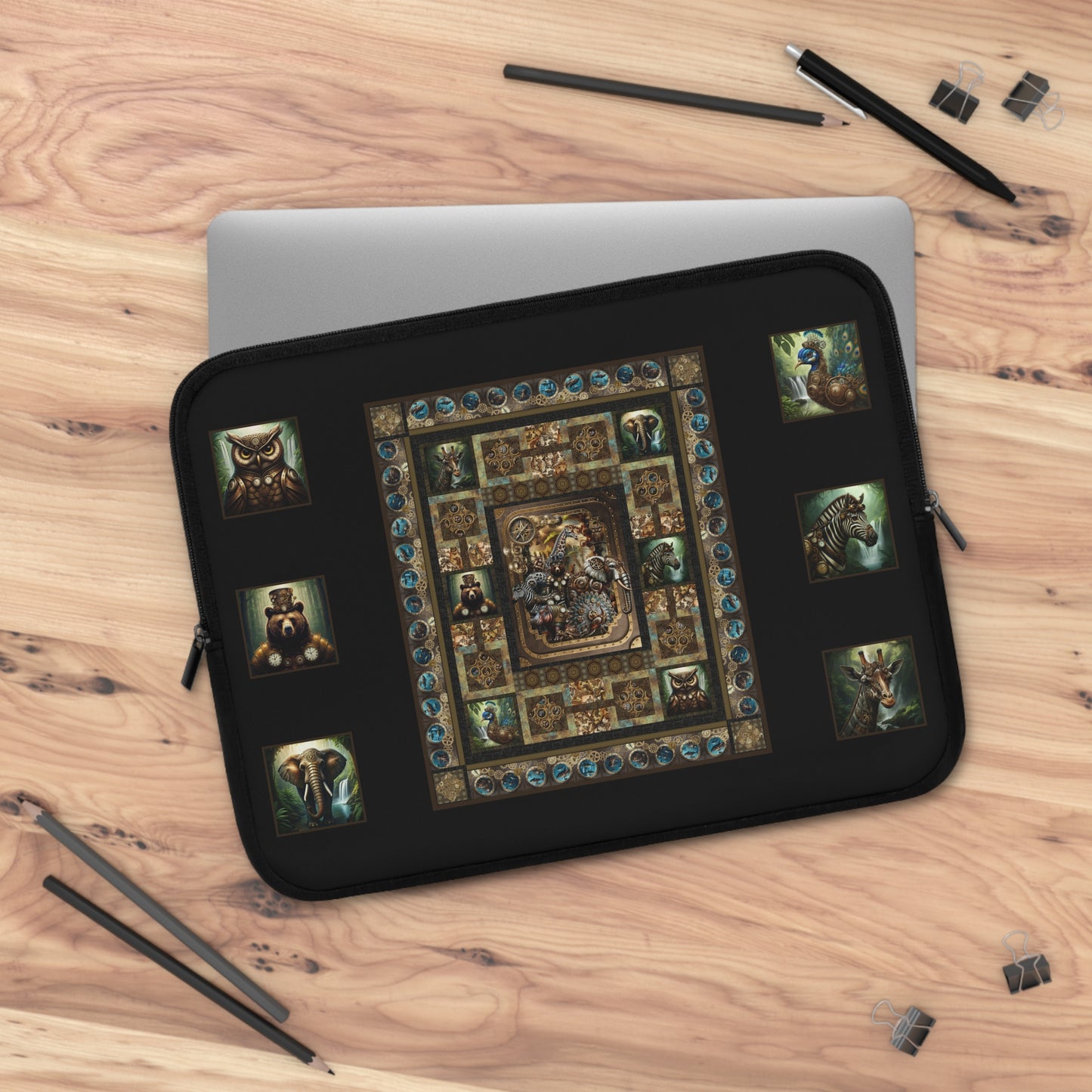 Laptop Sleeve (Sizes: 13", 15", 17"):  Steampunk Menagerie [Animals-Plus]