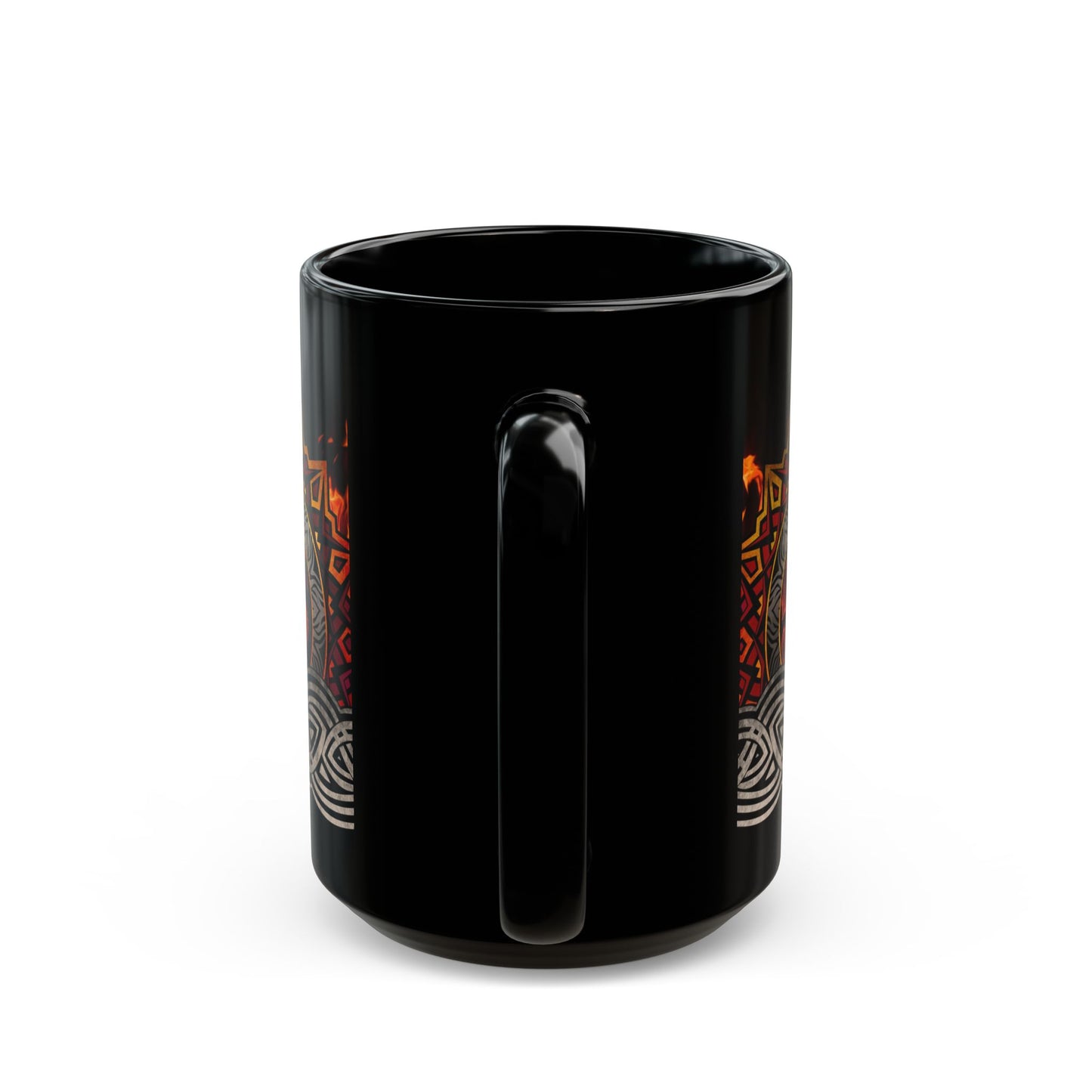 Black Mug-15oz:  "Red Dragons" Border