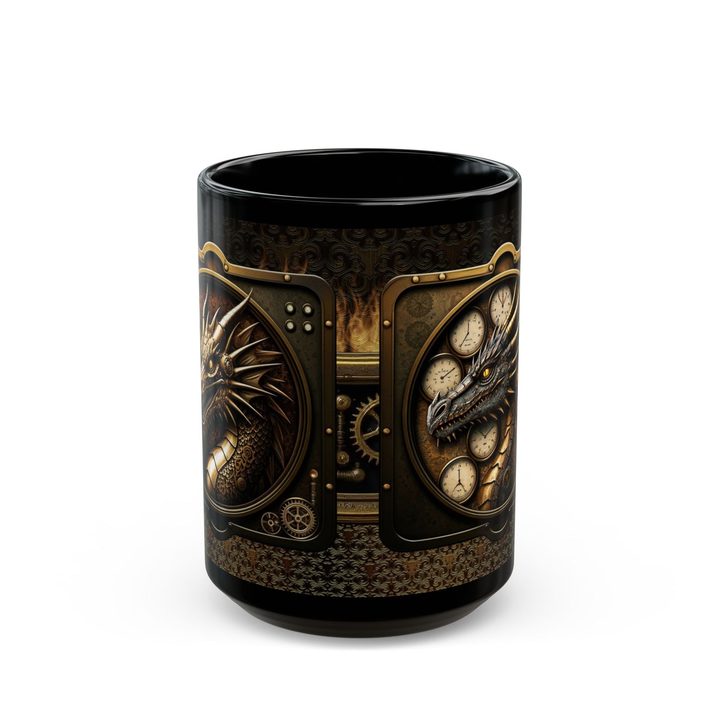 Black Mug-15oz:  "Dragons Steampunk" Panel