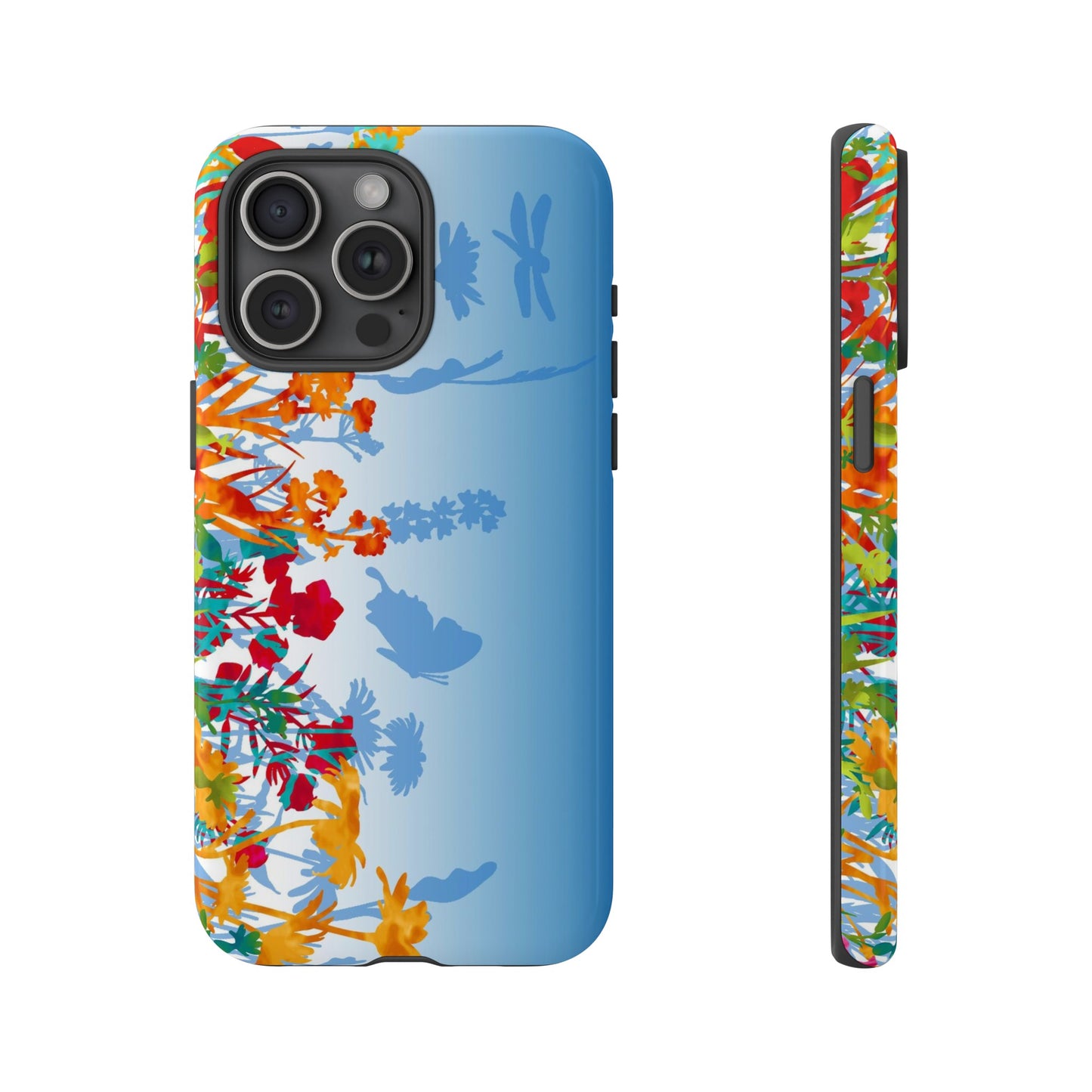 Apple I-Phone 15 (Series) Tough Case-Phone Case: Dreamscapes [Light Blue Flowers Border]