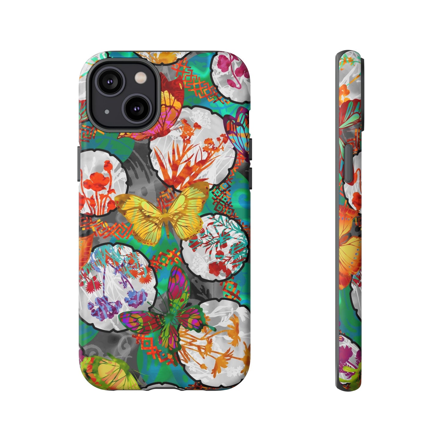 Apple I-Phone 14 (Series)-Tough Case-Phone Case:  Dreamscapes [Teal Butterflies]