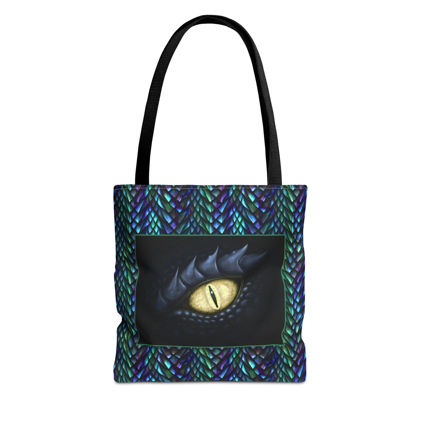 Tote Bag: large-18x18; "Dragons" [Sheen Scales 1-Black Eye W/White]