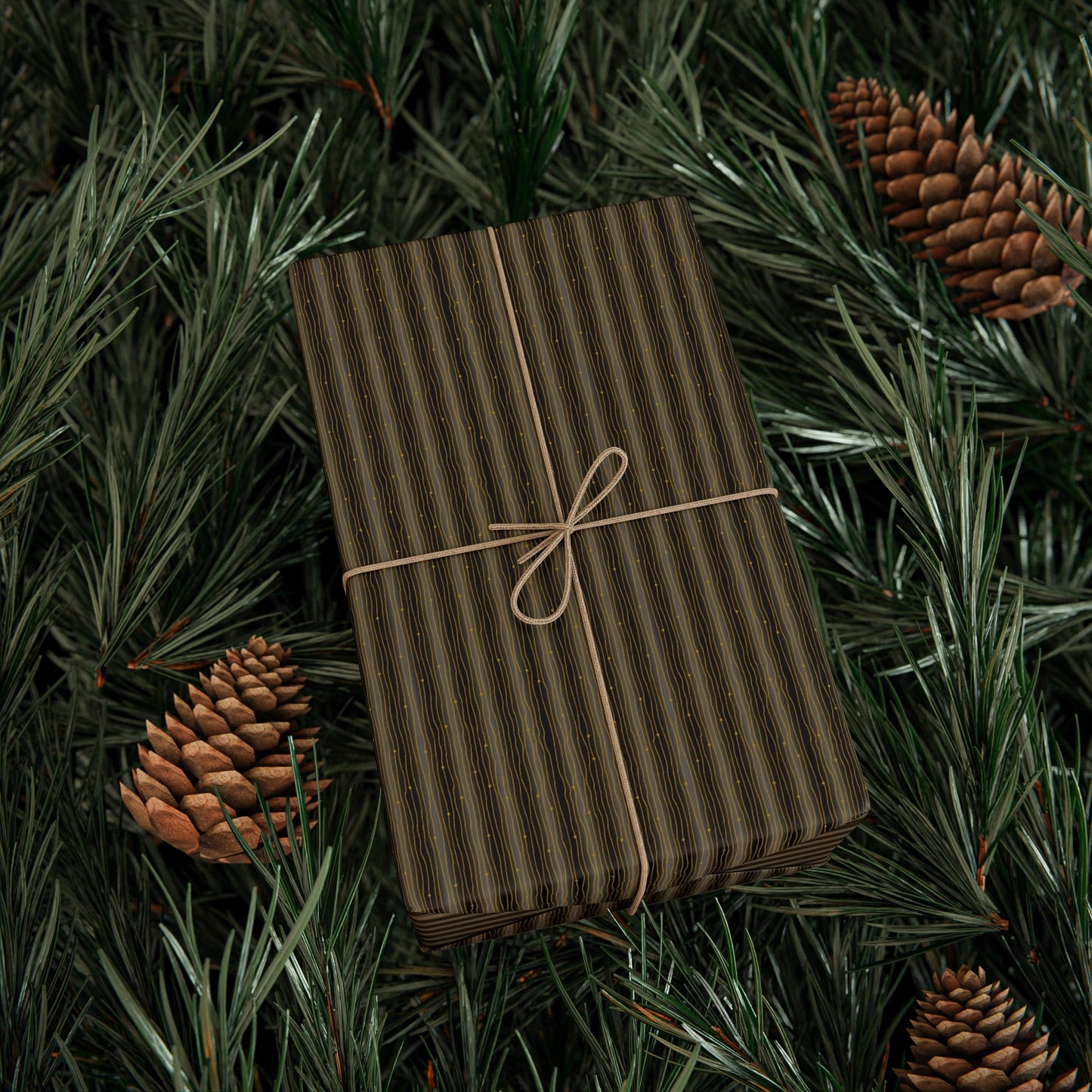Wrapping Paper:  Celestial [Black-Gold Speck Stripes]