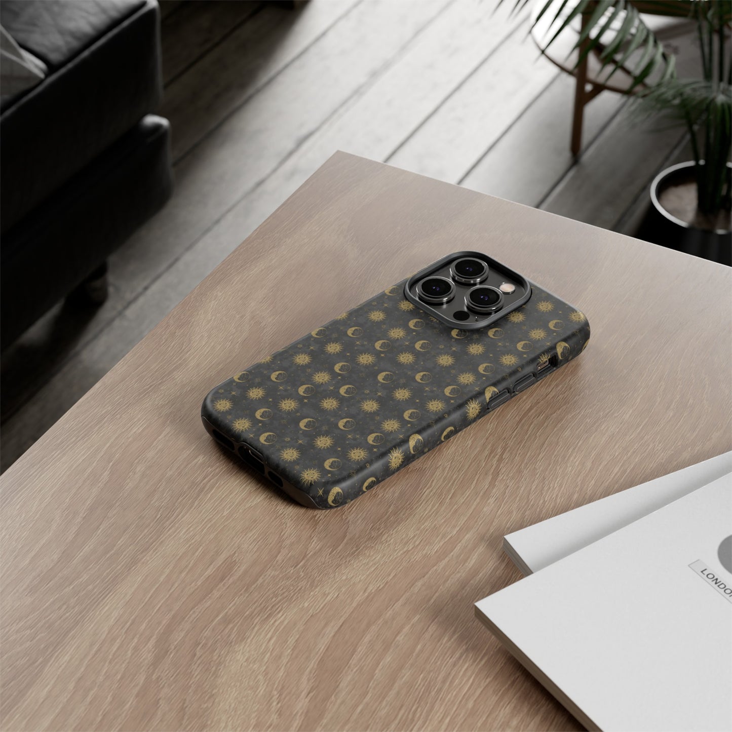Apple I-Phone 14 (Series)-Tough Case-Phone Case: The Sun, The Moon, And The Stars [Gold Suns, Smiling Moons]