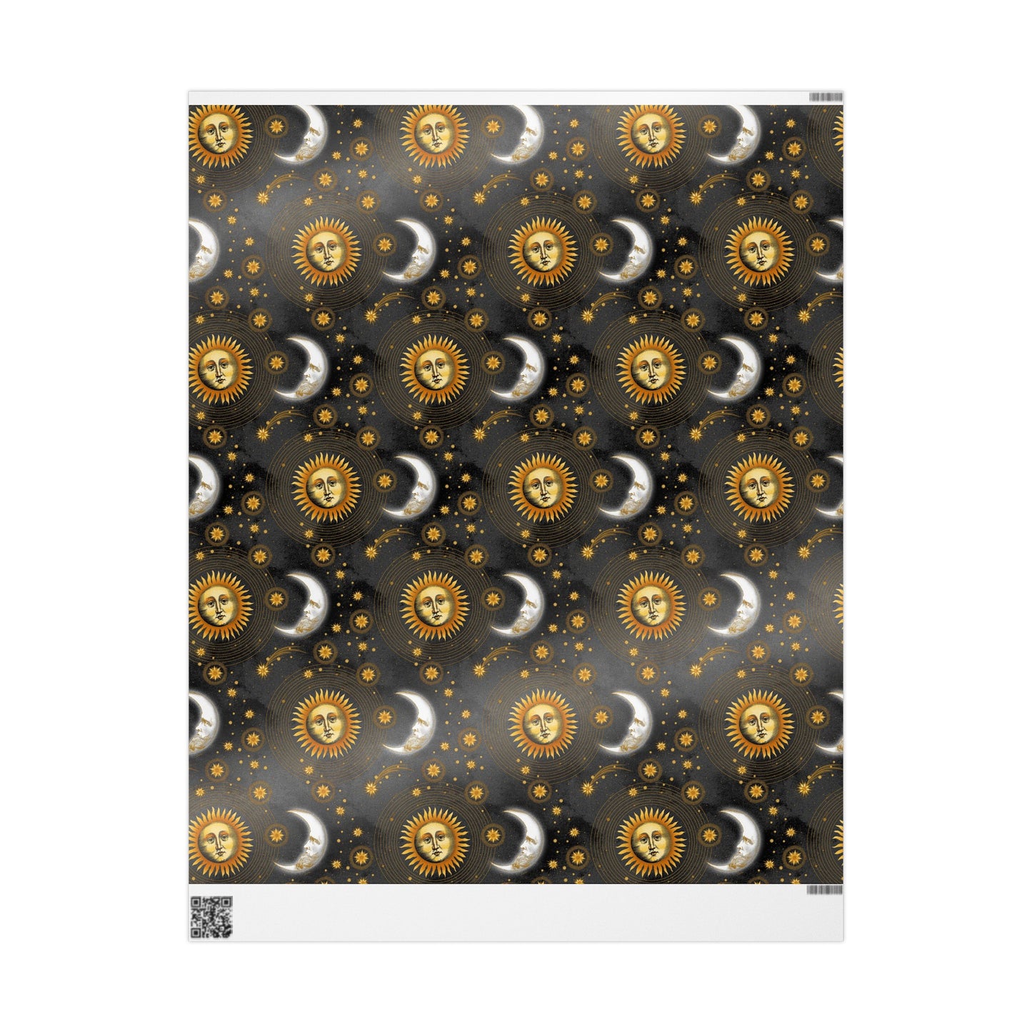 Wrapping Paper:  Celestial [Black-Haze Suns/Moons]