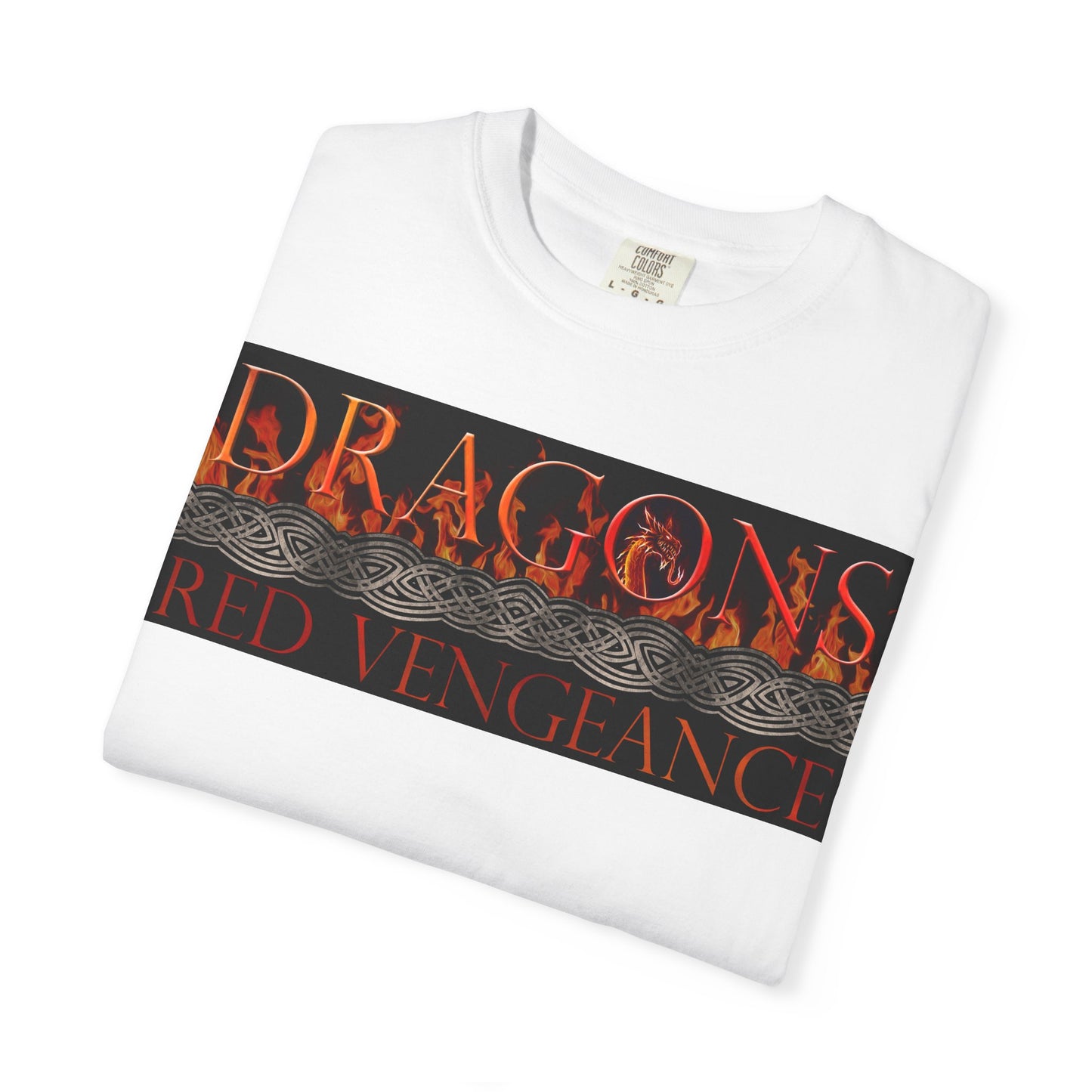 Unisex Heavy Cotton Tee:  "Dragons" [Blue Fury-Banner/Panel]