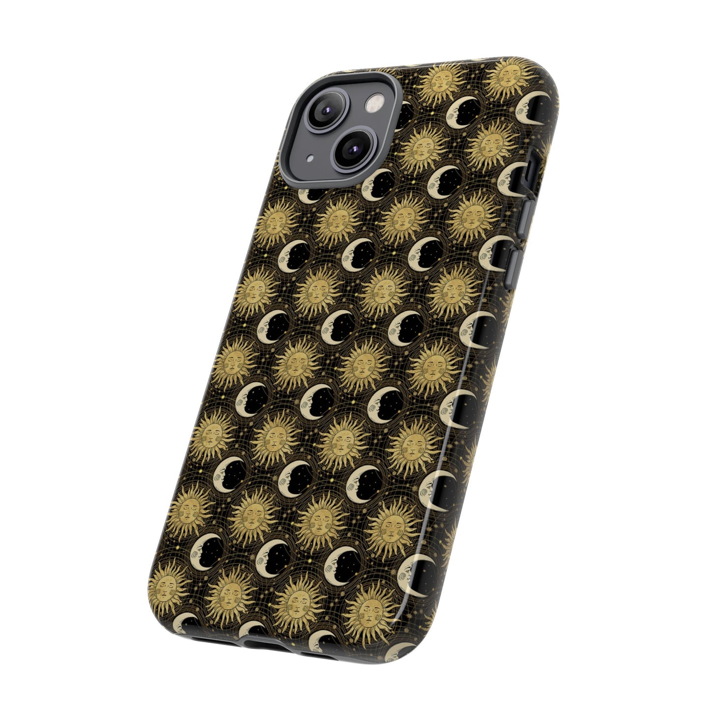 Apple I-Phone 14 (Series)-Tough Case-Phone Case: The Sun, The Moon, And The Stars [Gold Suns, Smiling Moons]