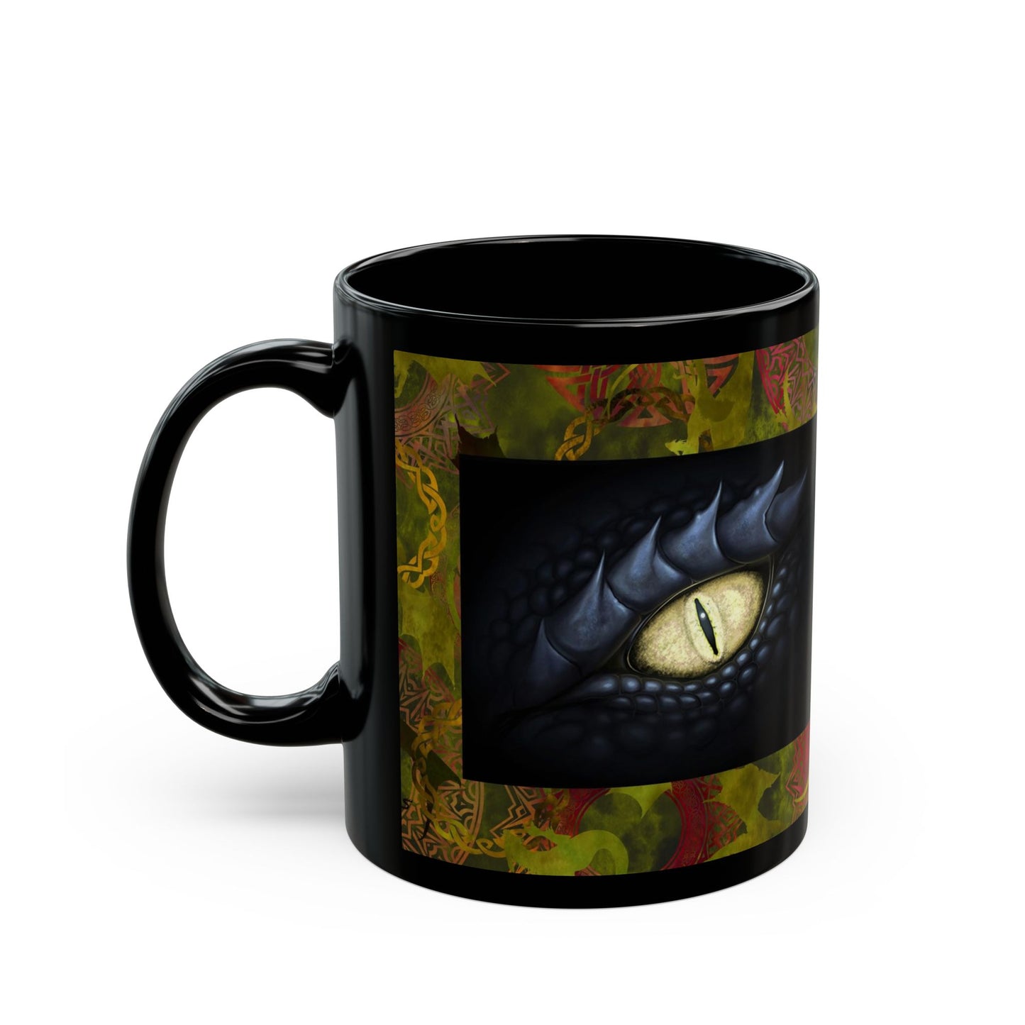 Ceramic Mug:  Black; Dragons
