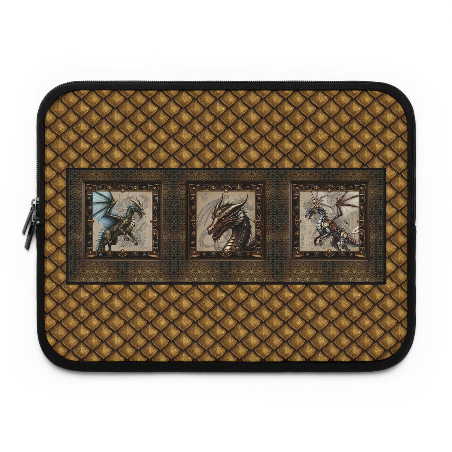 Laptop Sleeve (Sizes:  13", 15", 17"):  Steampunk Dragons [Dragon-Blue Wings]