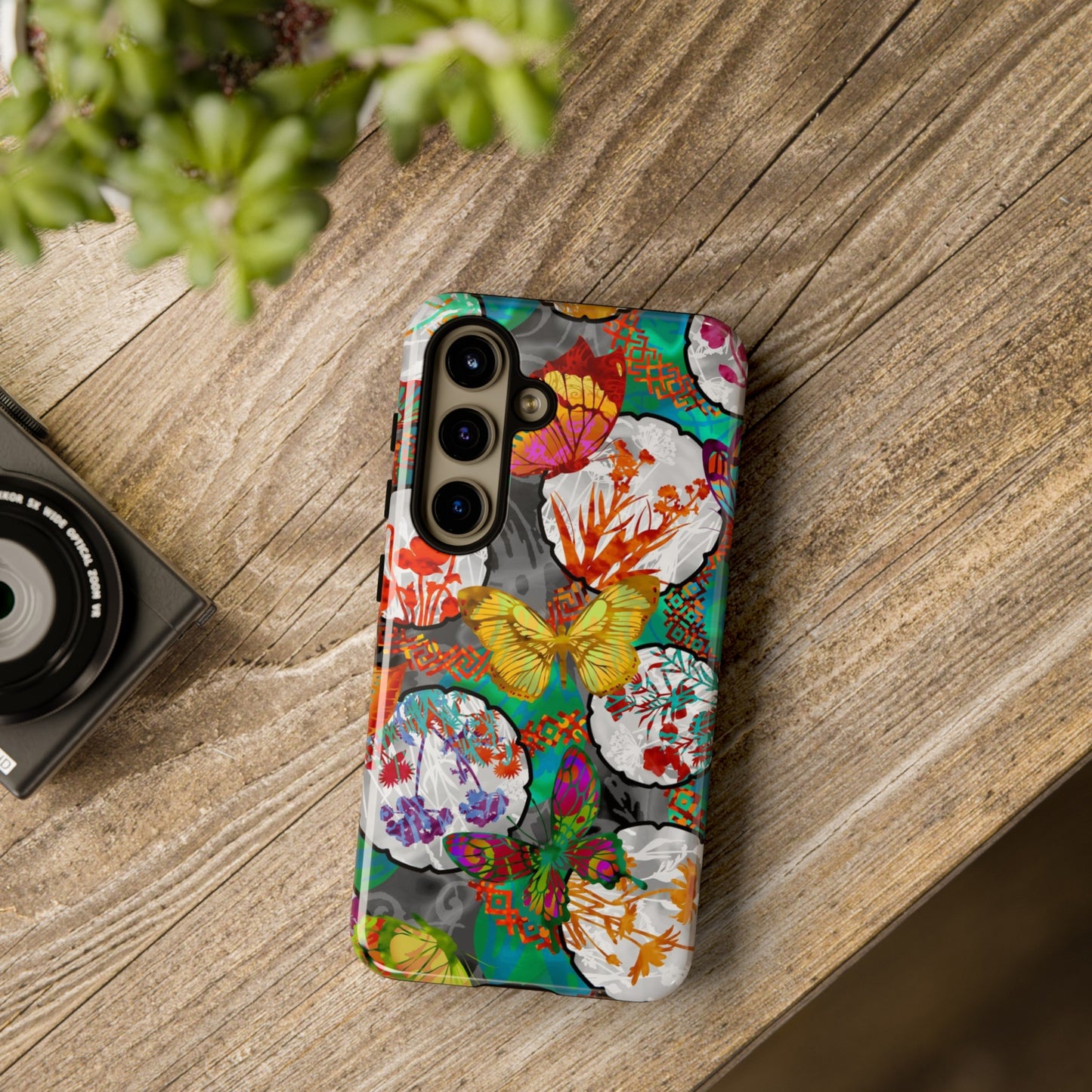 Samsung Galaxy Series Tough Case-Phone Case: Dreamscapes [Teal Green Butterflies]