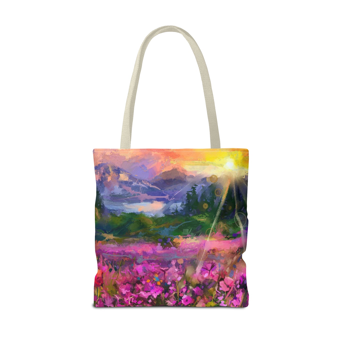 Tote Bag:  large-18x18;  "Year of Art" [Flowers on Mountain]