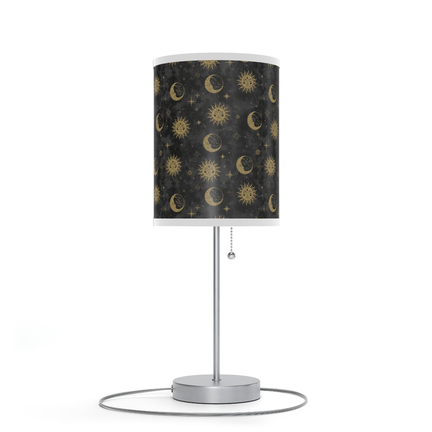 Table Lamp: Silver Base; The Sun, The Moon, and The Stars [Gold Suns and Moons]