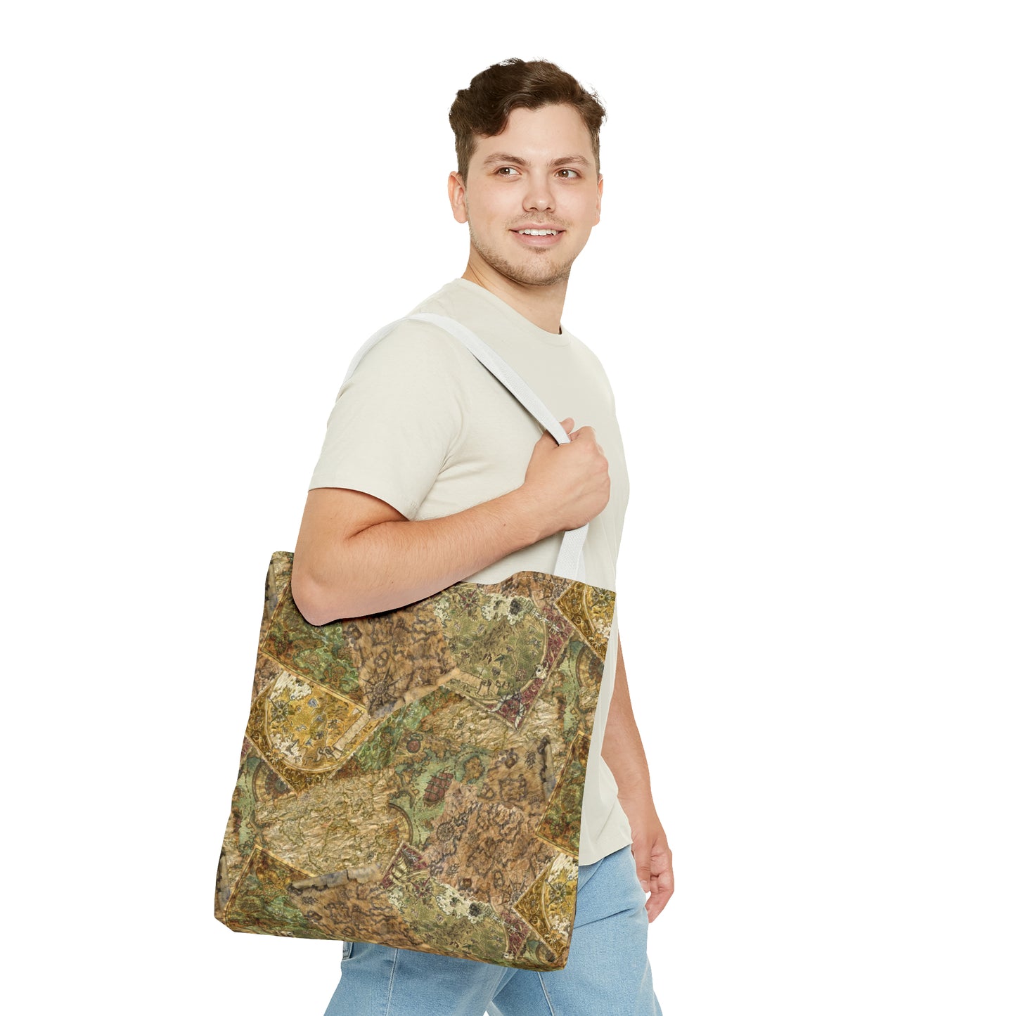 Tote Bag:  large-18x18;  "Legendary Journeys" [Maps-Panel]