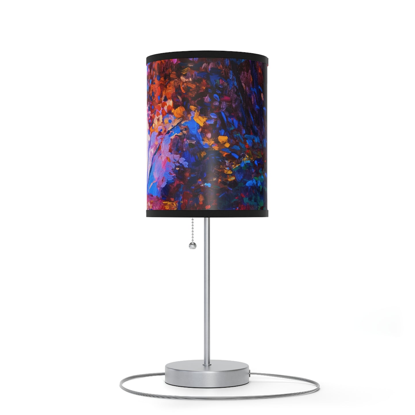 Table Lamp: Silver Base; Year of Art-Fall Path