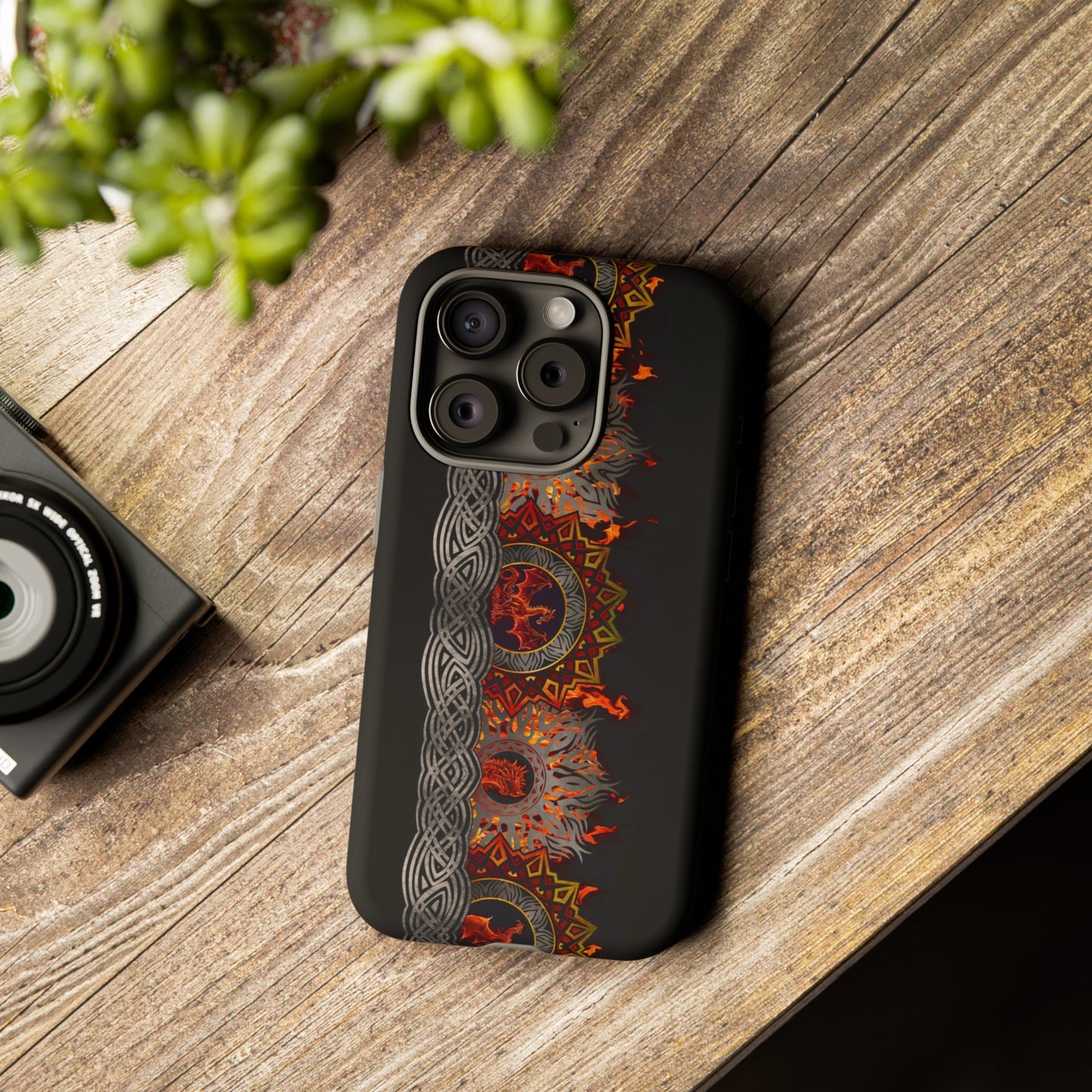 Apple I-Phone 15 (Series)-Tough Case-Phone Case:  Dragons [Red Fury Border]