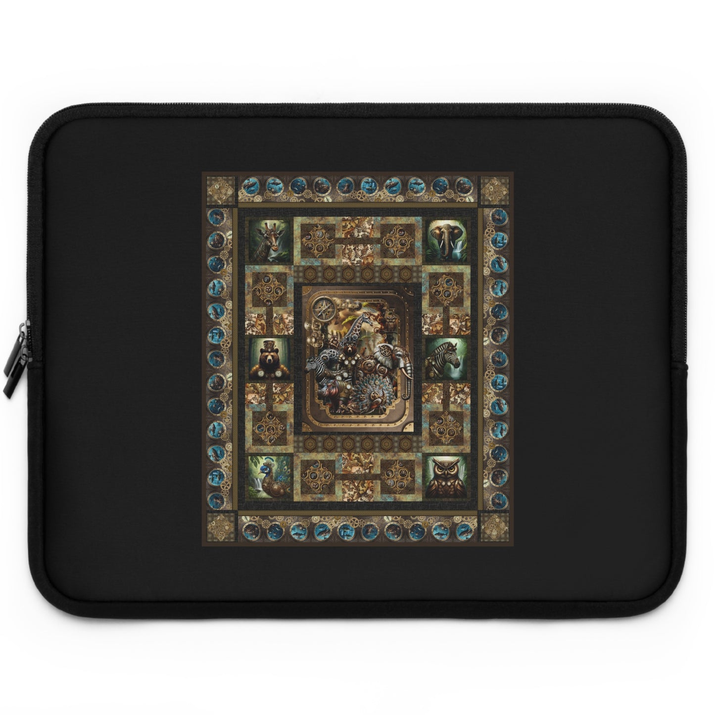Laptop Sleeve (Sizes: 13", 15", 17"):  Steampunk Menagerie [Animals-Quilt]