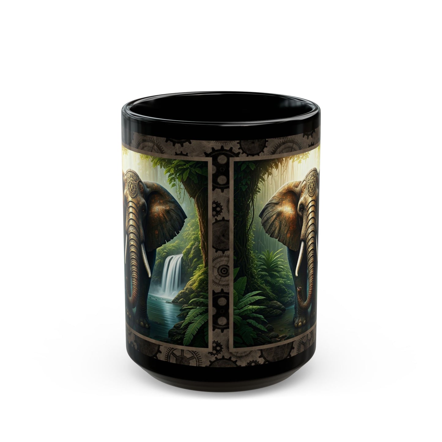 Black Mug-15oz:  "Steampunk Elephant" Panel