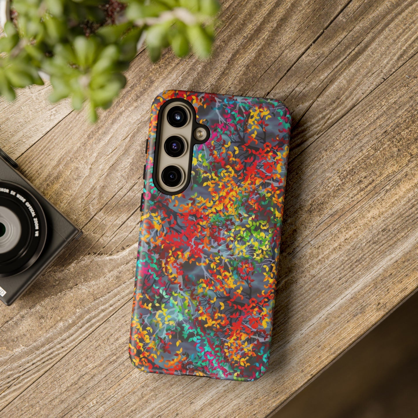 Samsung Galaxy Series Tough Case-Phone Case: Dreamscapes [Multi-Colored Leaves-Dark]