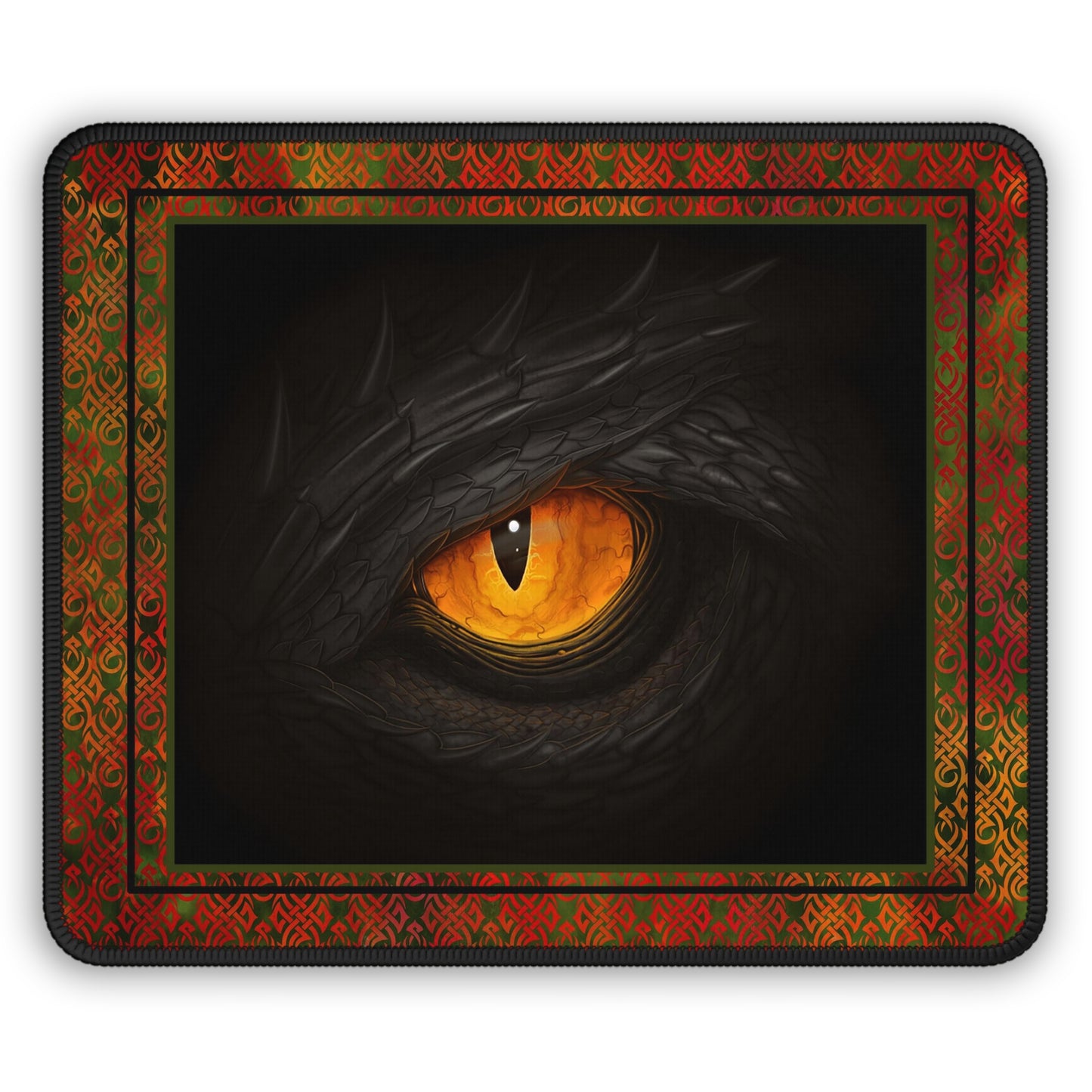Mouse Pad-Gaming;  9x7 - "Dragons" [Fire Red Tonal-Black Eyes-2]