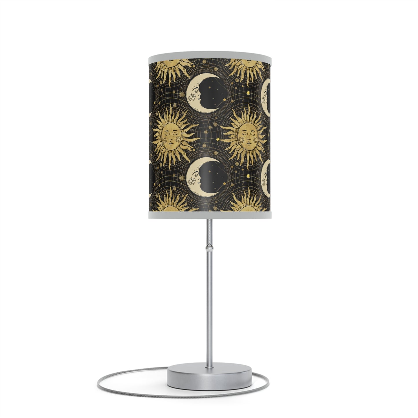 Table Lamp: Silver Base - The Sun, The Moon, and The Stars [Gold Sun and Moons]