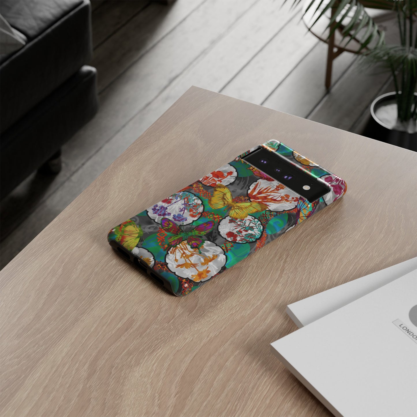 Android Google Pixel (Series) Tough Case-Phone Case:  Dreamscapes [Green Butterflies]