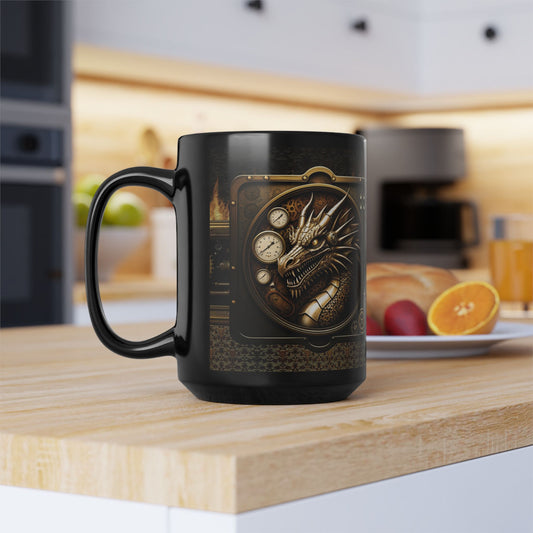 Black Mug-15oz:  "Dragons Steampunk" Panel