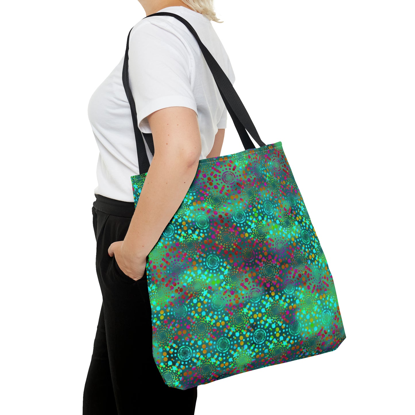 Tote Bag: Large-18x18: Dreamscapes [Teal Kaleidoscope]