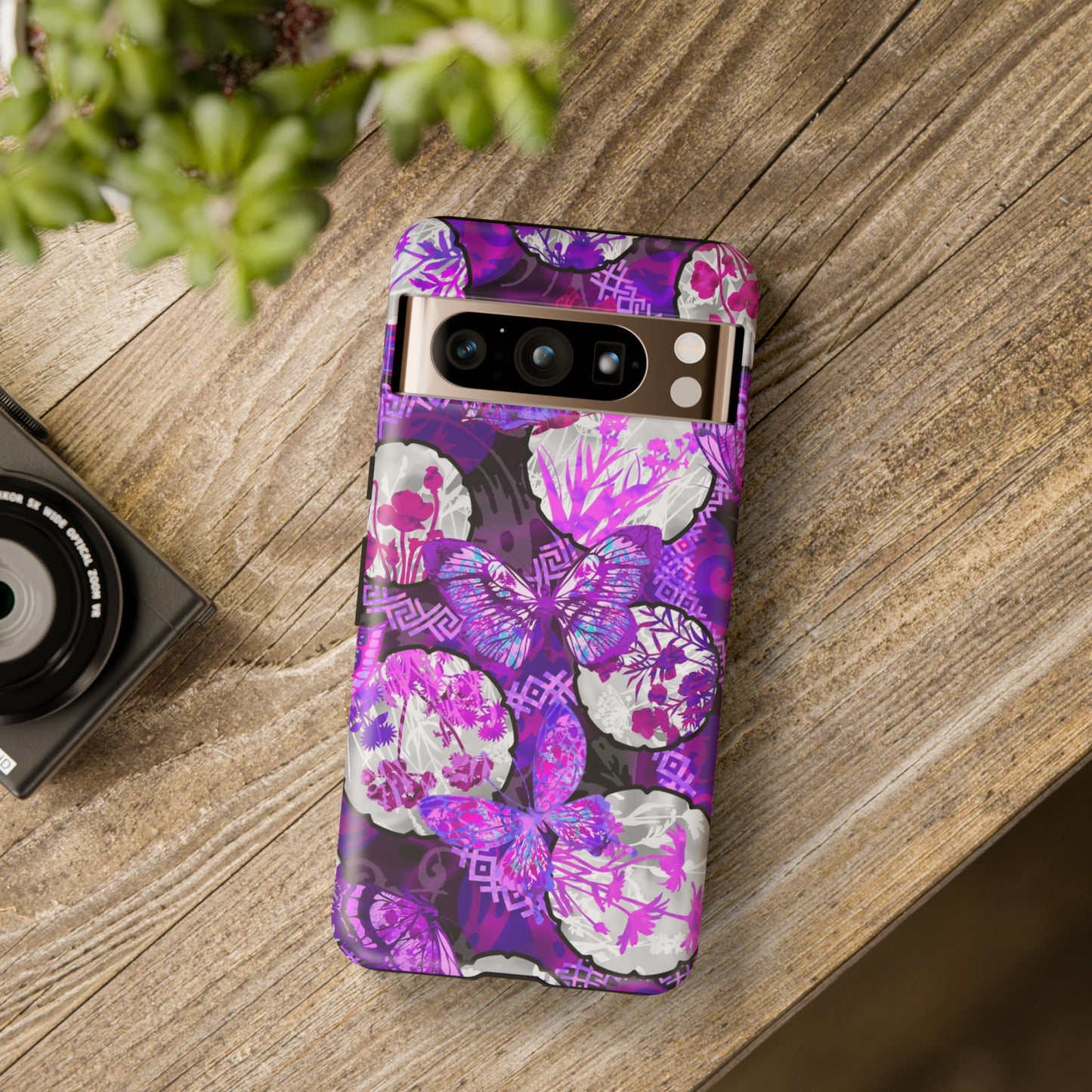 Google Pixel Tough Case-Phone Case: Dreamscapes [Bright Purple Butterflies]