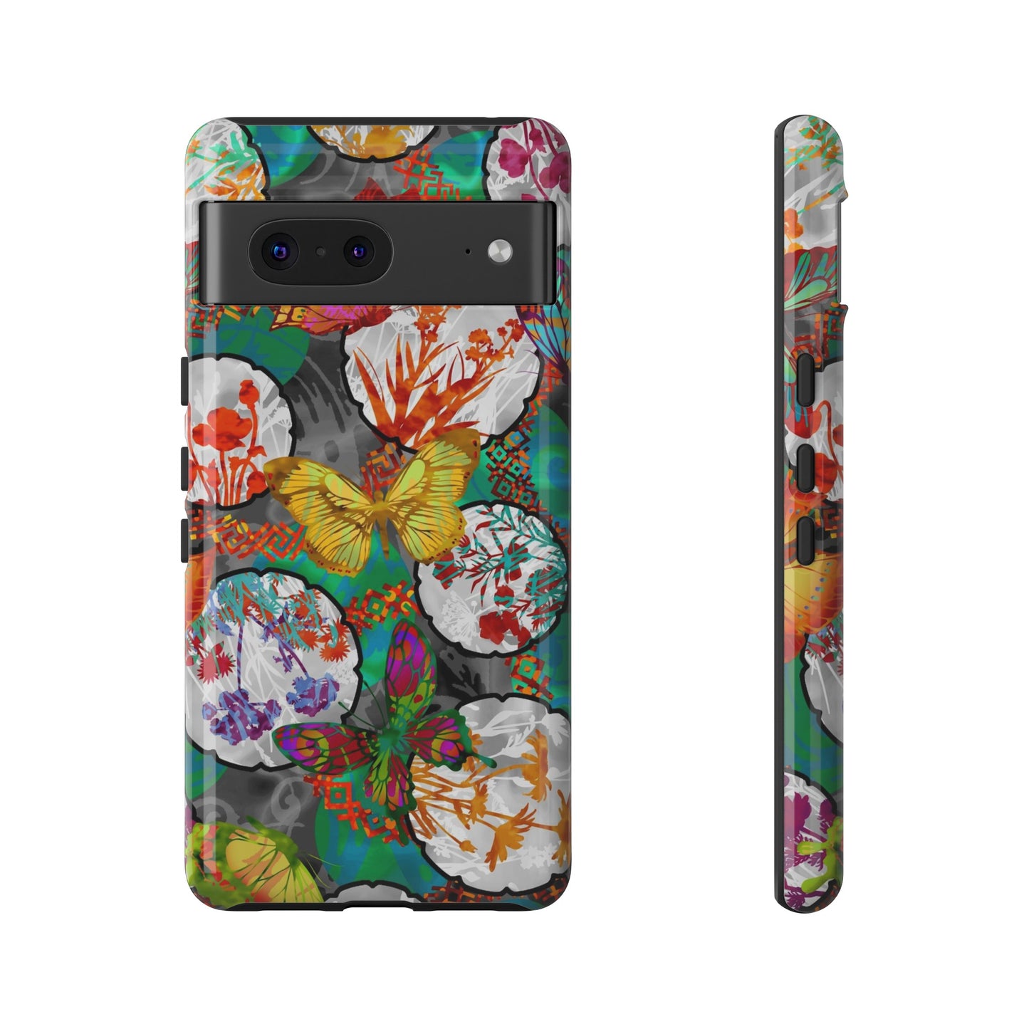 Android Google Pixel (Series) Tough Case-Phone Case:  Dreamscapes [Green Butterflies]