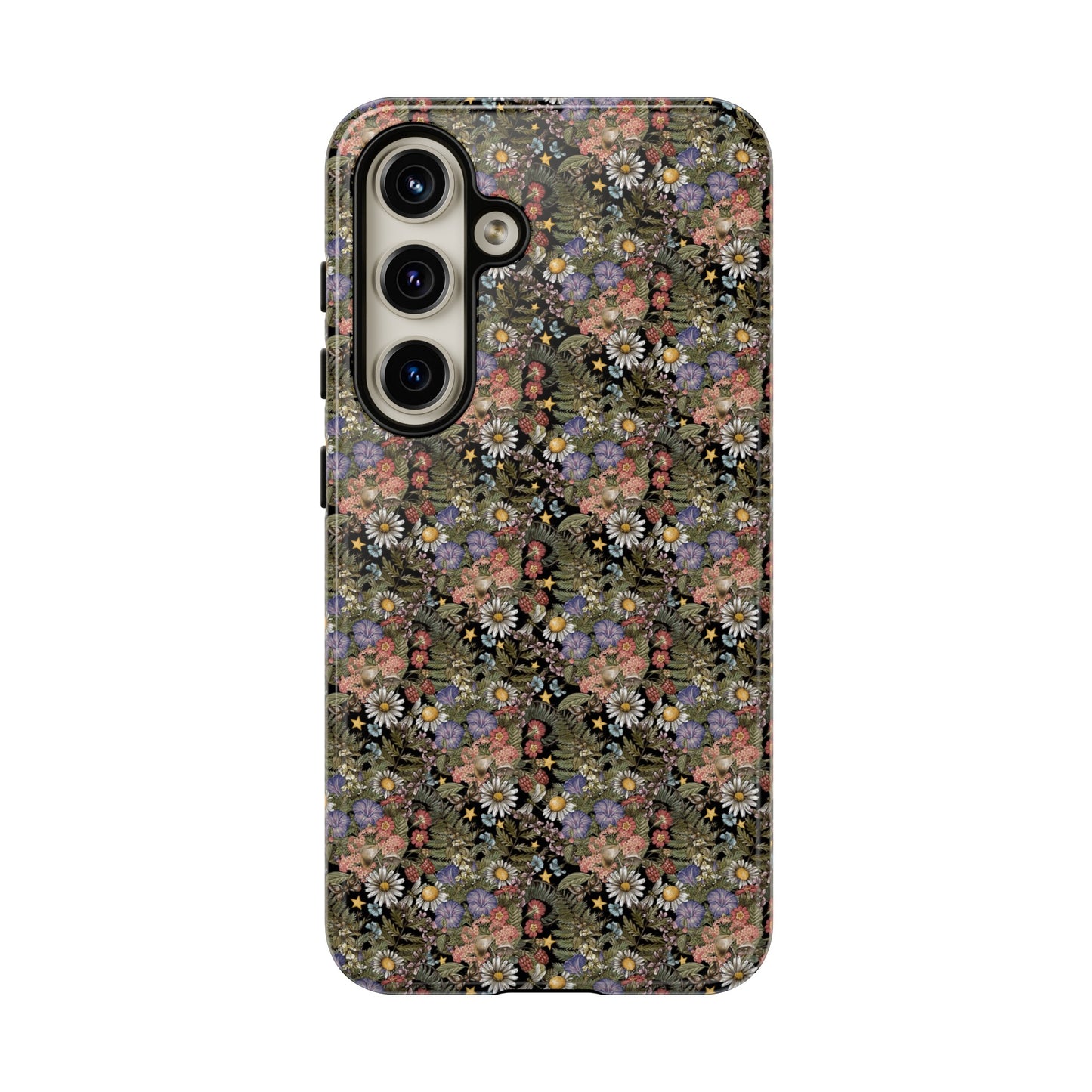 Samsung Galaxy Series Tough Case-Phone Case:  The Sun, The Moon, And The Stars [Celestial Flowers]