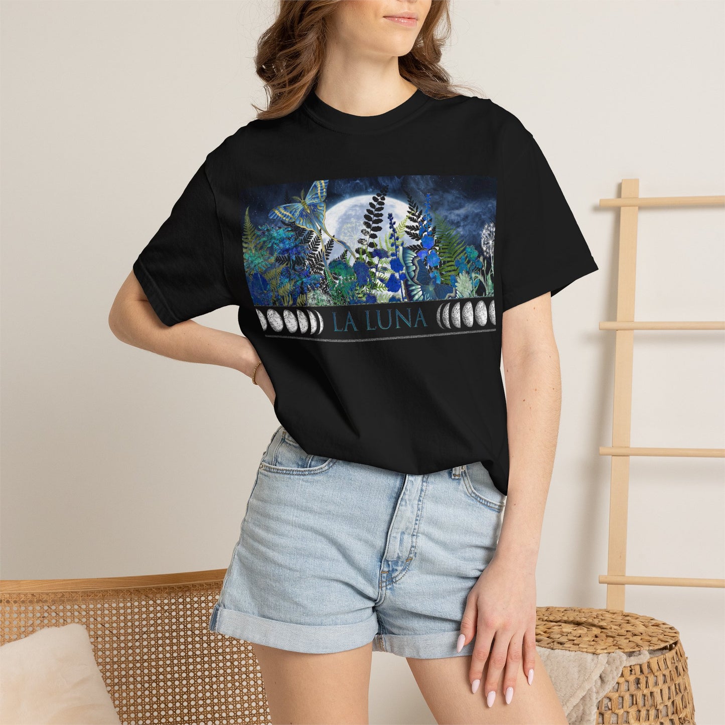 Unisex Heavy Cotton Tee:  "La Luna" [Banner/Panel]