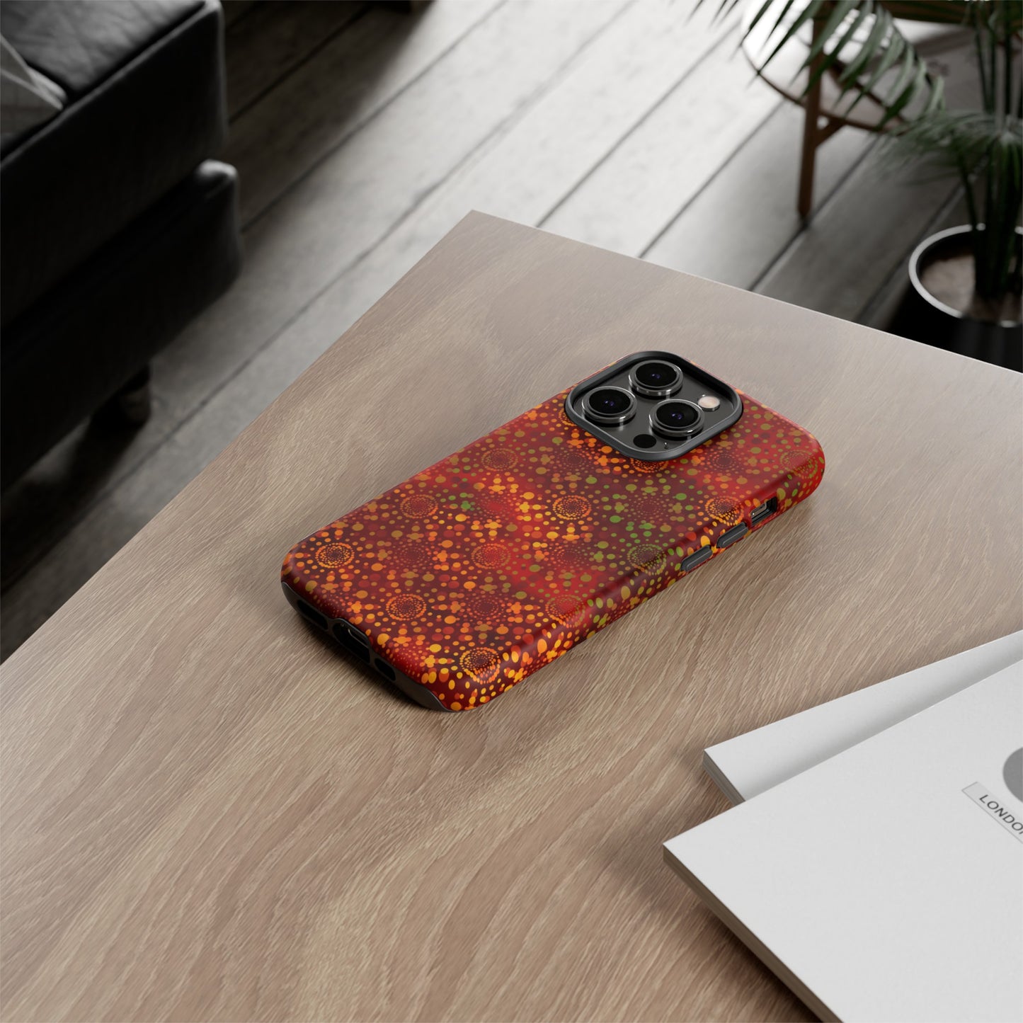 Apple I-Phone 14 (Series)-Tough Case-Phone Case:  Dreamscapes [Red Kaleidoscopes]