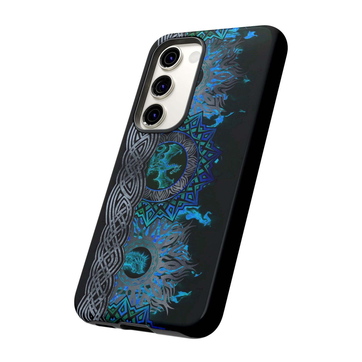 Samsung Galaxy S23 - Tough Case-Phone Case: Dragons-Blue Fury Border