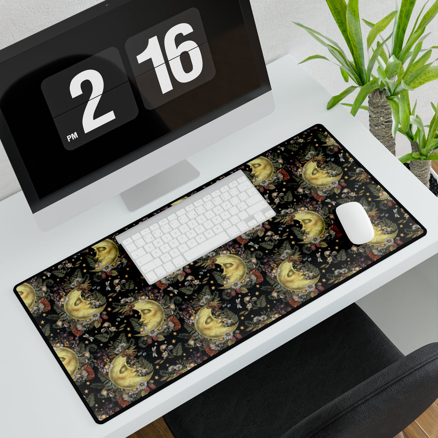 Desk Pad-Gaming:  The Sun, The Moon, And The Stars [Moon with Flowers]