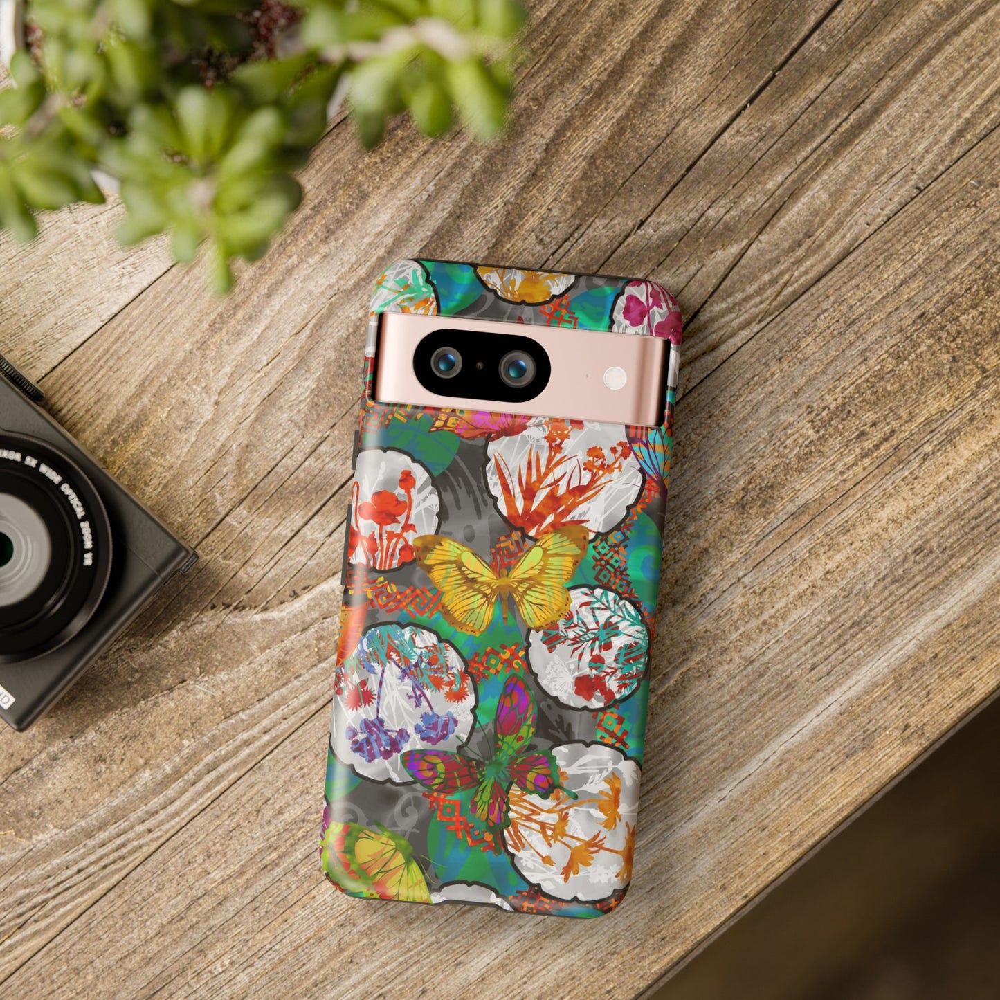 Android Google Pixel (Series) Tough Case-Phone Case:  Dreamscapes [Green Butterflies]