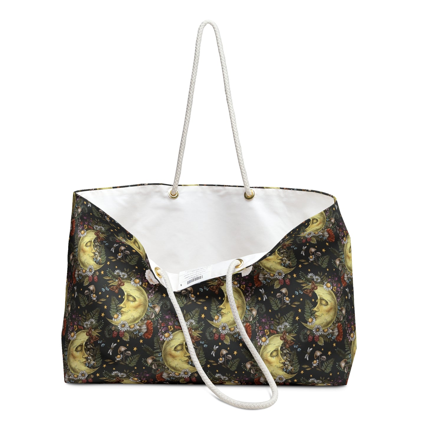Weekender Tote Bag (Large):  The Sun, The Moon, And The Stars [Moon with Flowers]
