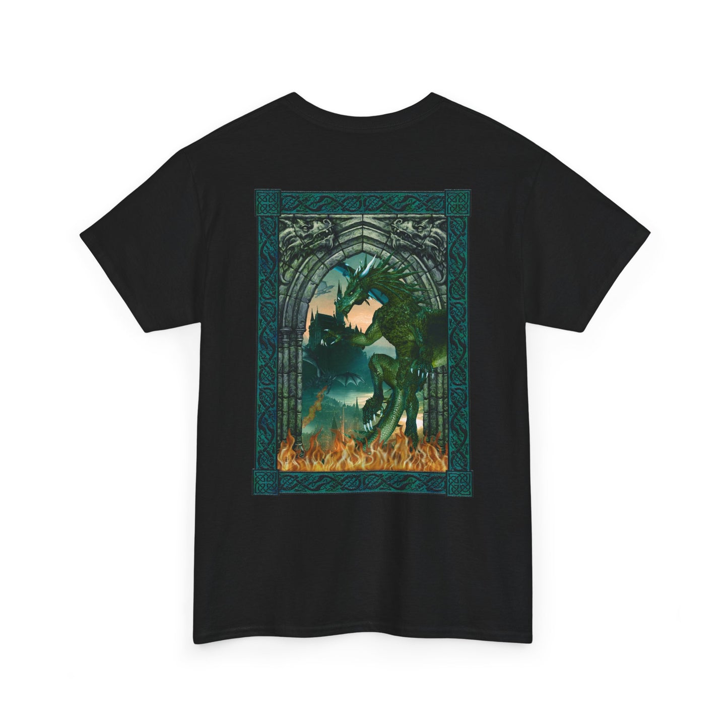 Unisex Heavy Cotton Tee:  Emerald Dragons [Dragon Eye]