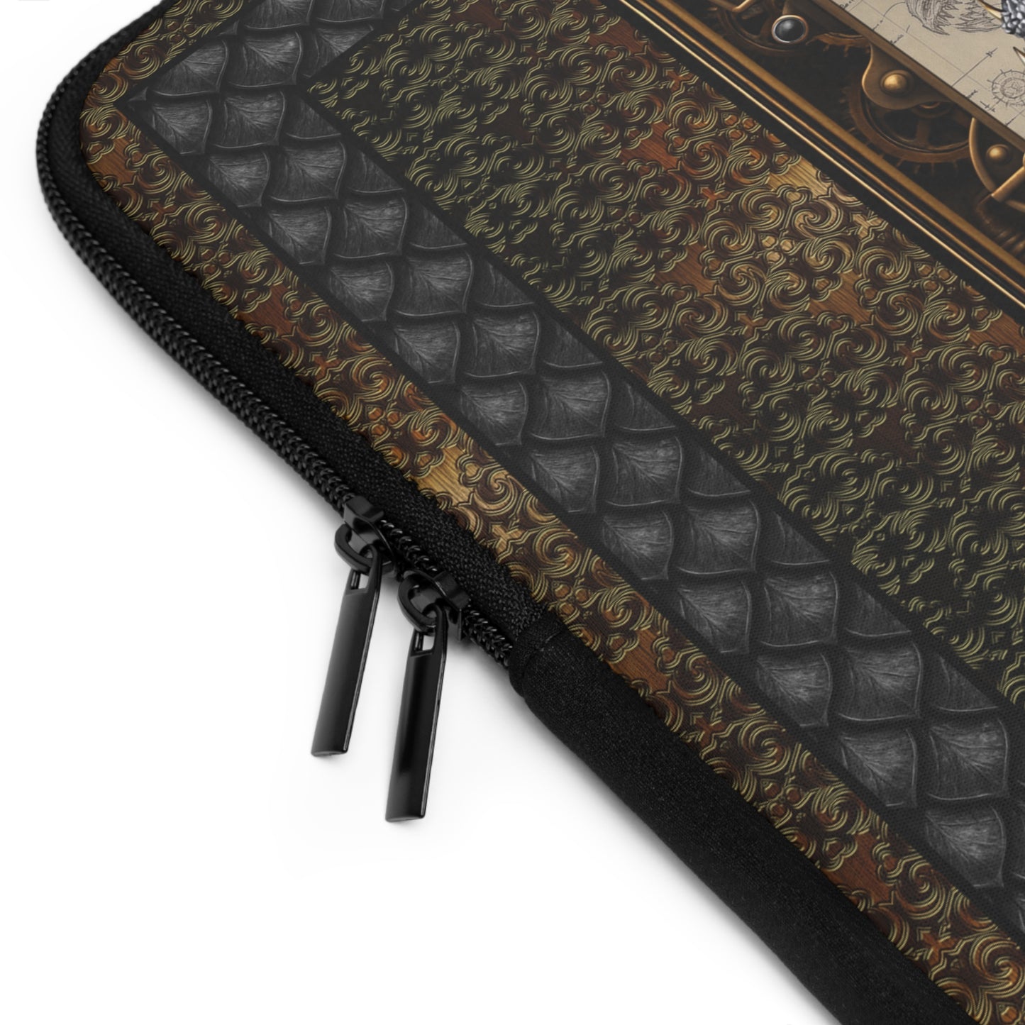 Laptop Sleeve (Sizes:  13", 15", 17"):  Steampunk Dragons [Dragon Clock Wings]