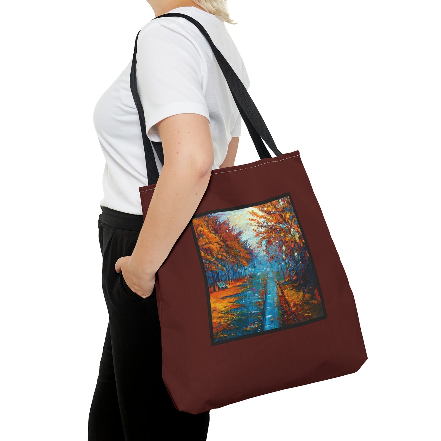 Tote Bag:  large-18x18;  "Year of Art" [Fall Path, Smal Panel]
