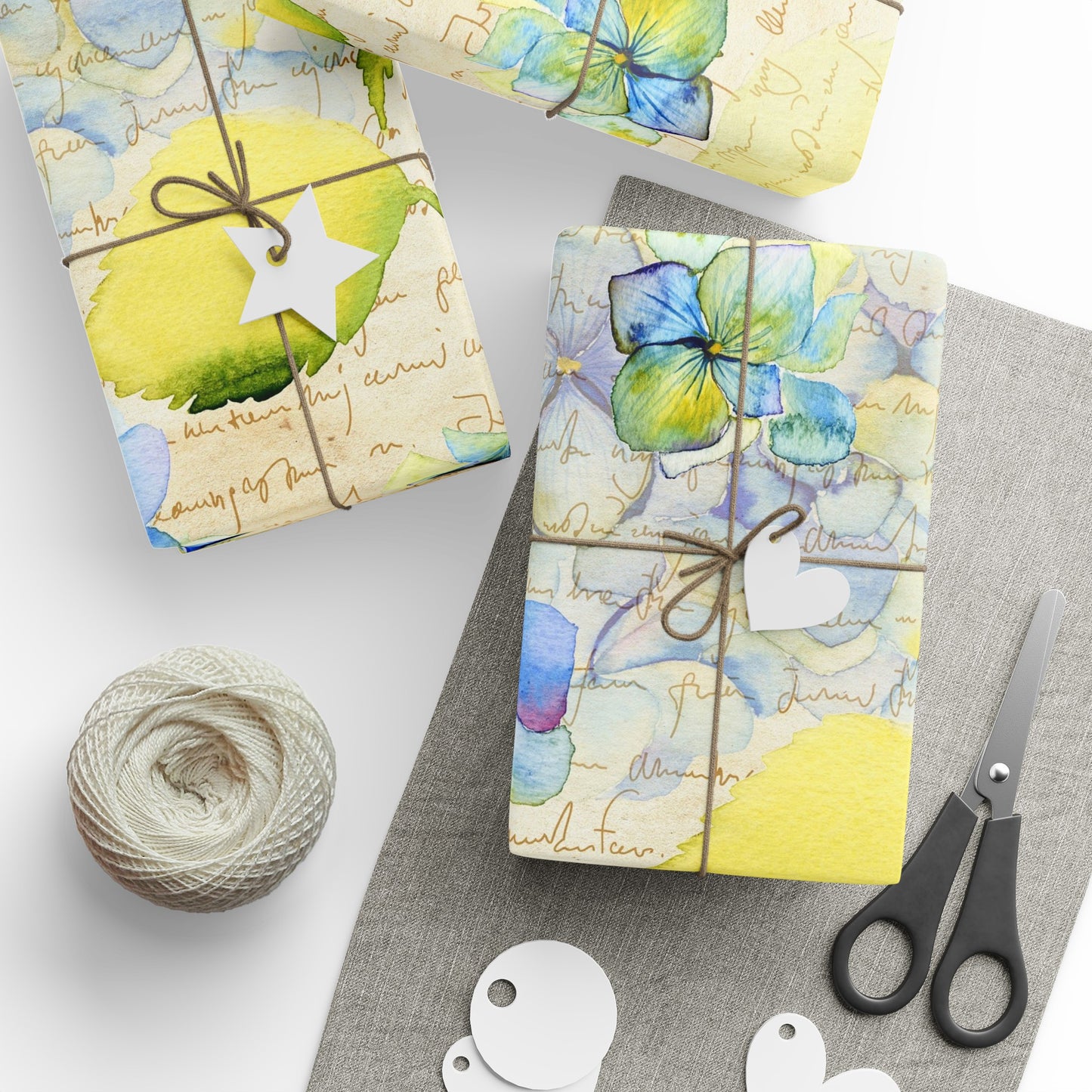 Wrapping Paper:  Leah [Flowers/Script]