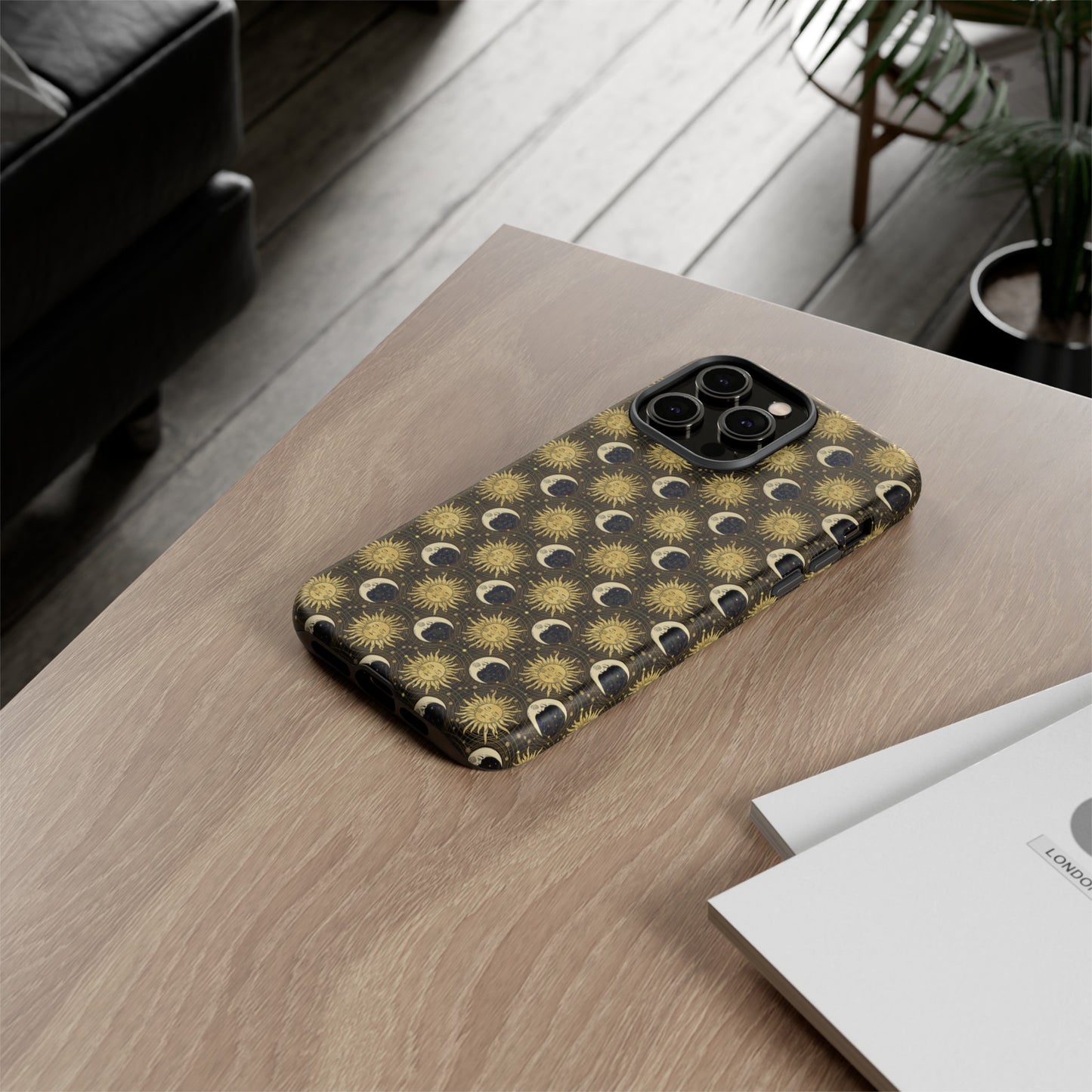 Apple I-Phone 14 (Series)-Tough Case-Phone Case: The Sun, The Moon, And The Stars [Gold Suns, Smiling Moons]