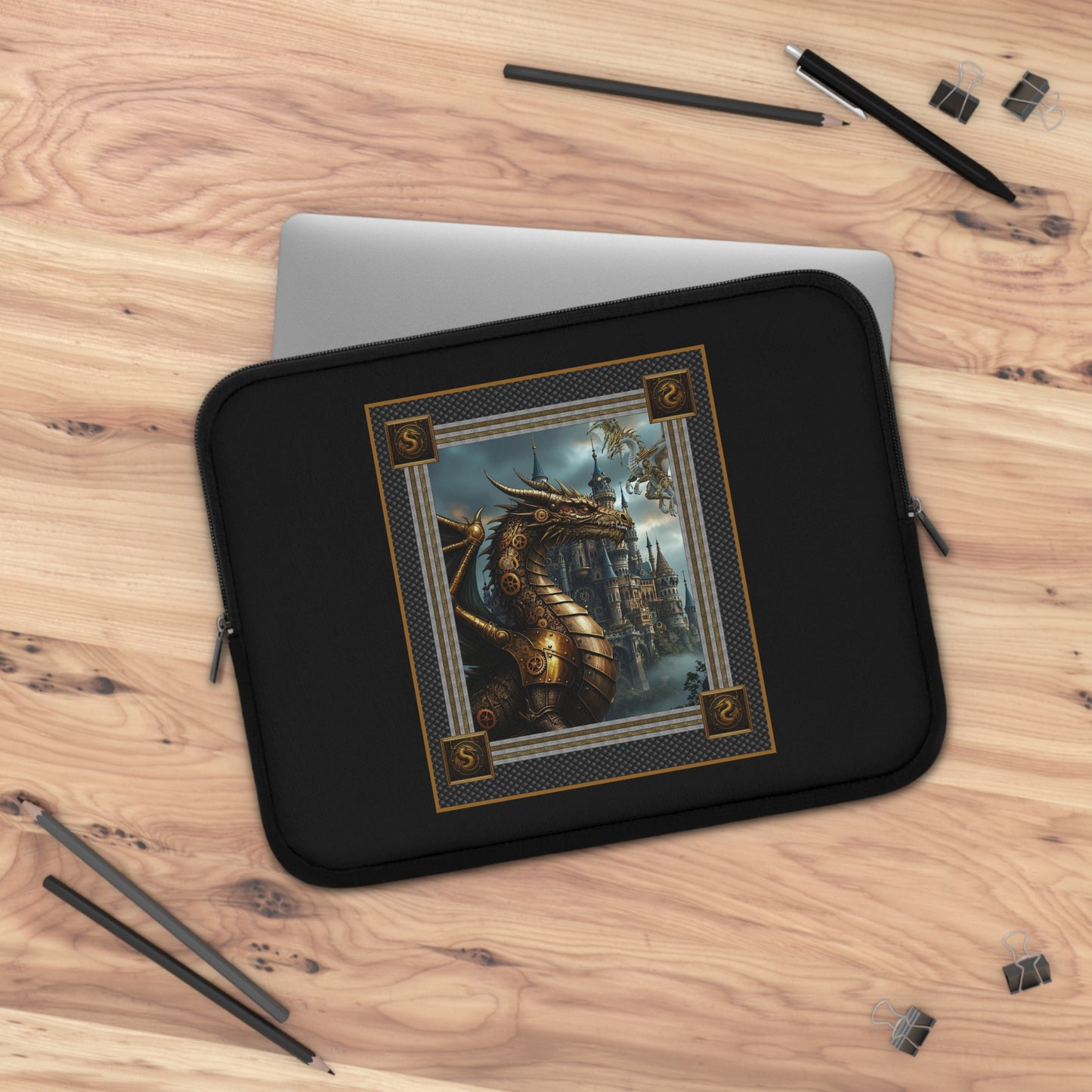 Laptop Sleeve (Sizes: &nbsp;13", 15", 17"):  Steampunk Dragons [Large Panel]