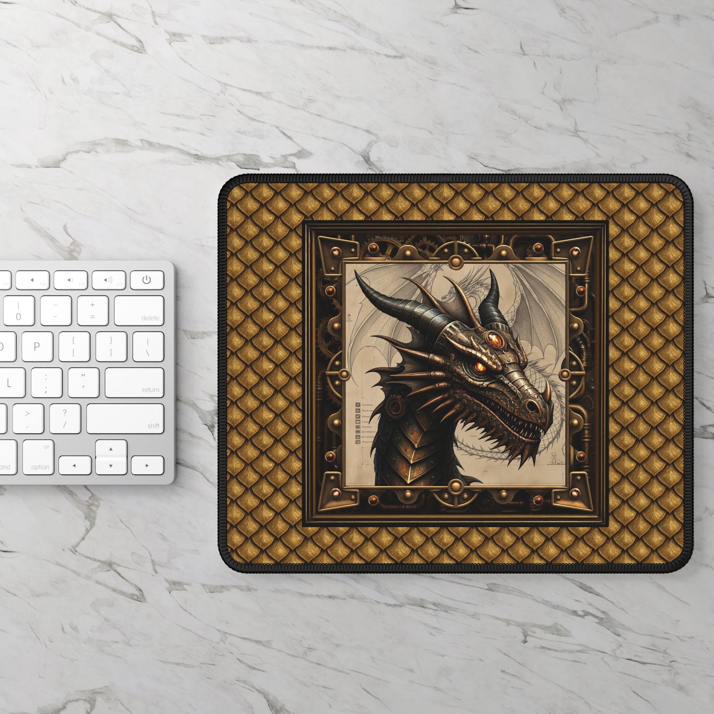 Mouse Pad-Gaming;  9x7:  Steampunk Dragon [Dragon Head/Red Eyes]