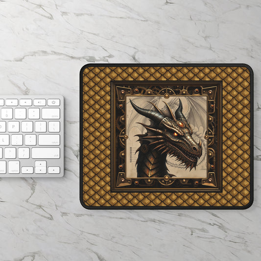 Mouse Pad-Gaming;  9x7:  Steampunk Dragon [Dragon Head/Red Eyes]