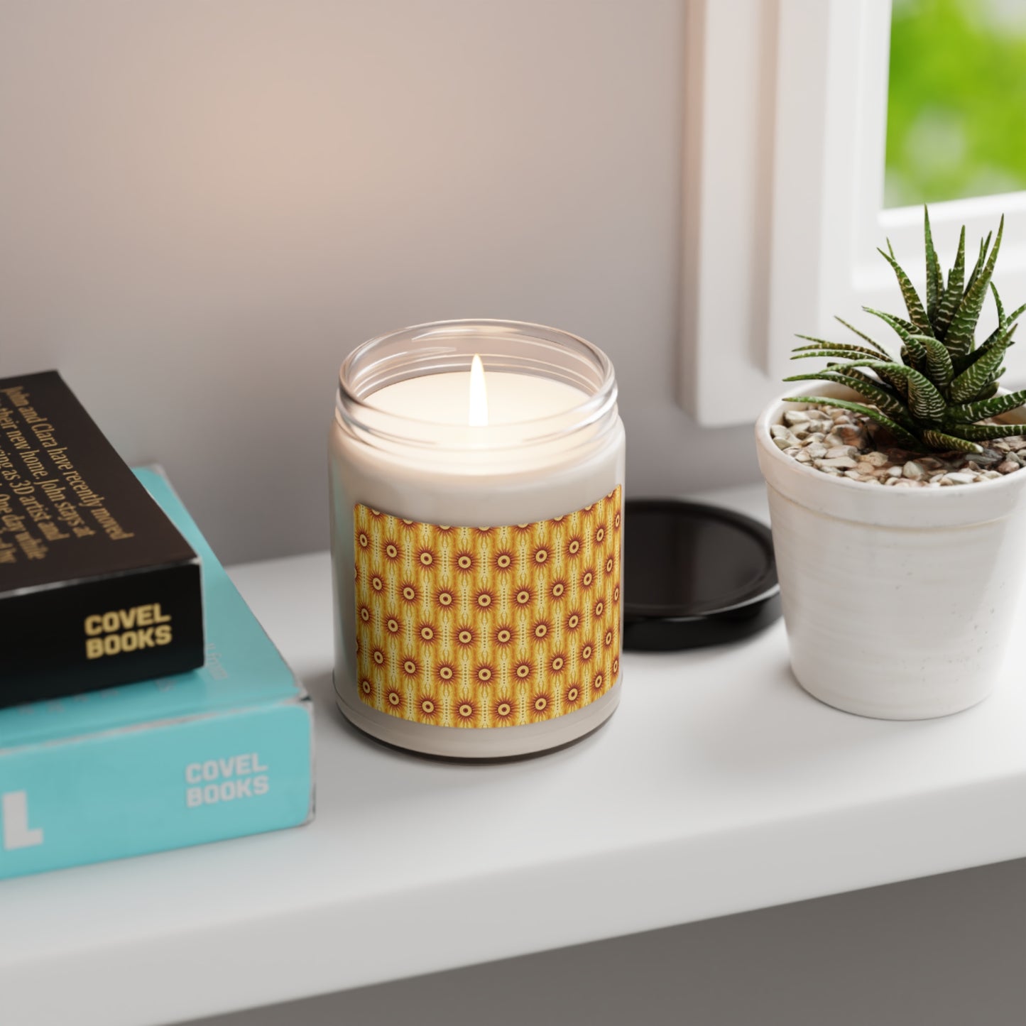 Scented Soy Candle ($18.65) - Celestial [Crimson/Yellow Sunbursts]
