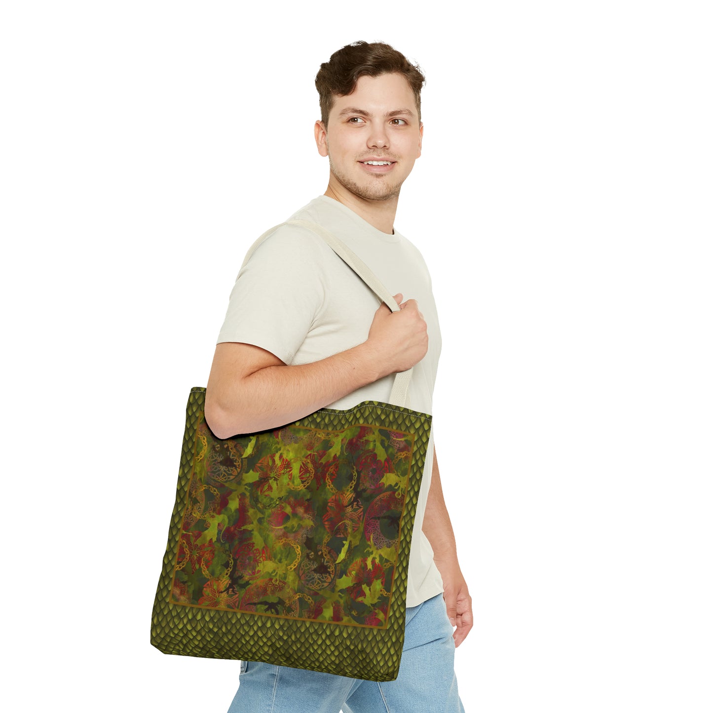 Tote Bag:  large-18x18;  "Dragons" [Green Scalesl]