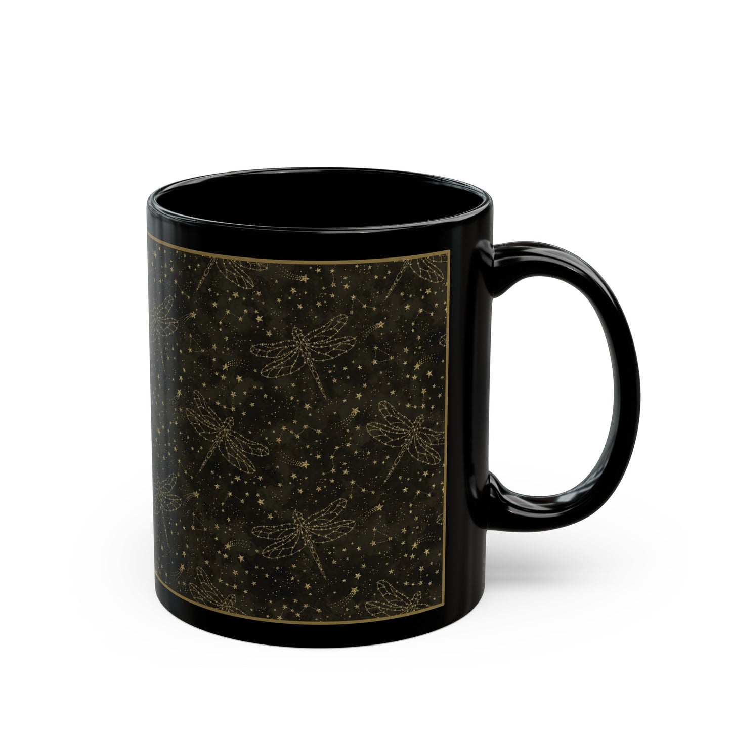 Ceramic Mug (11oz.):  The Sun, The Moon, And The Stars [Gold Specked Dragonflies]