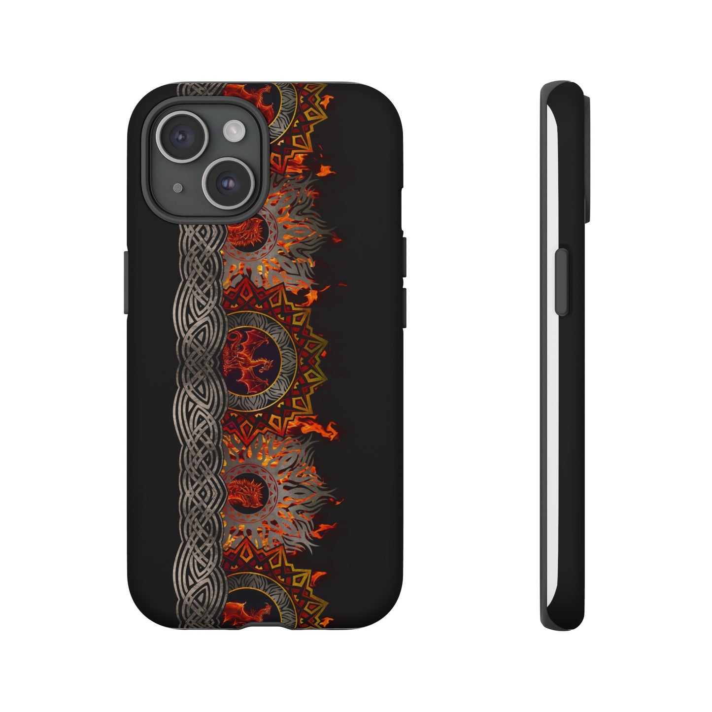 Apple I-Phone 15 (Series)-Tough Case-Phone Case:  Dragons [Red Fury Border]